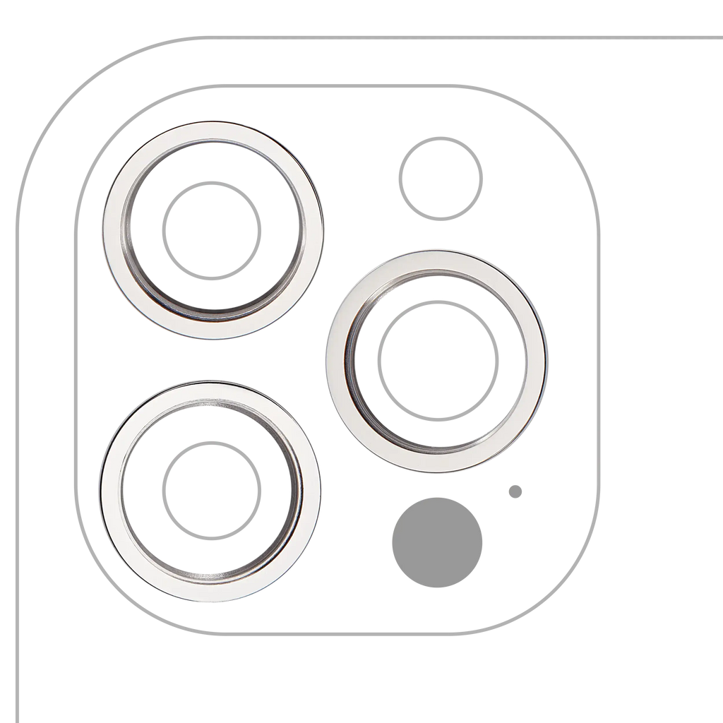 Rear Camera Lens Protector Ring for iPhone 12 Pro Max (Silver) (3 Piece Set) (10 Pack)