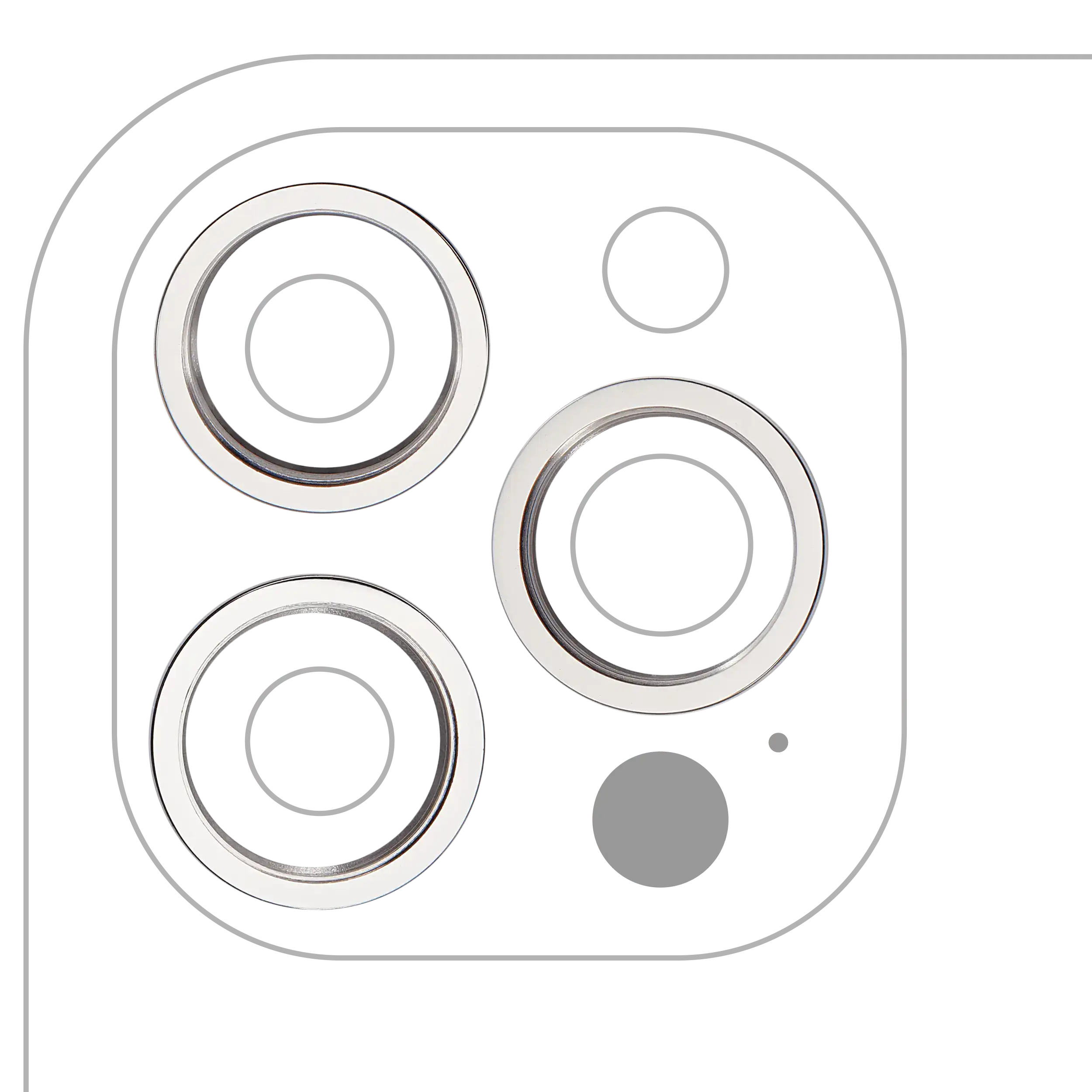Rear Camera Lens Protector Ring for iPhone 12 Pro Max (Silver) (3 Piece Set) (10 Pack)