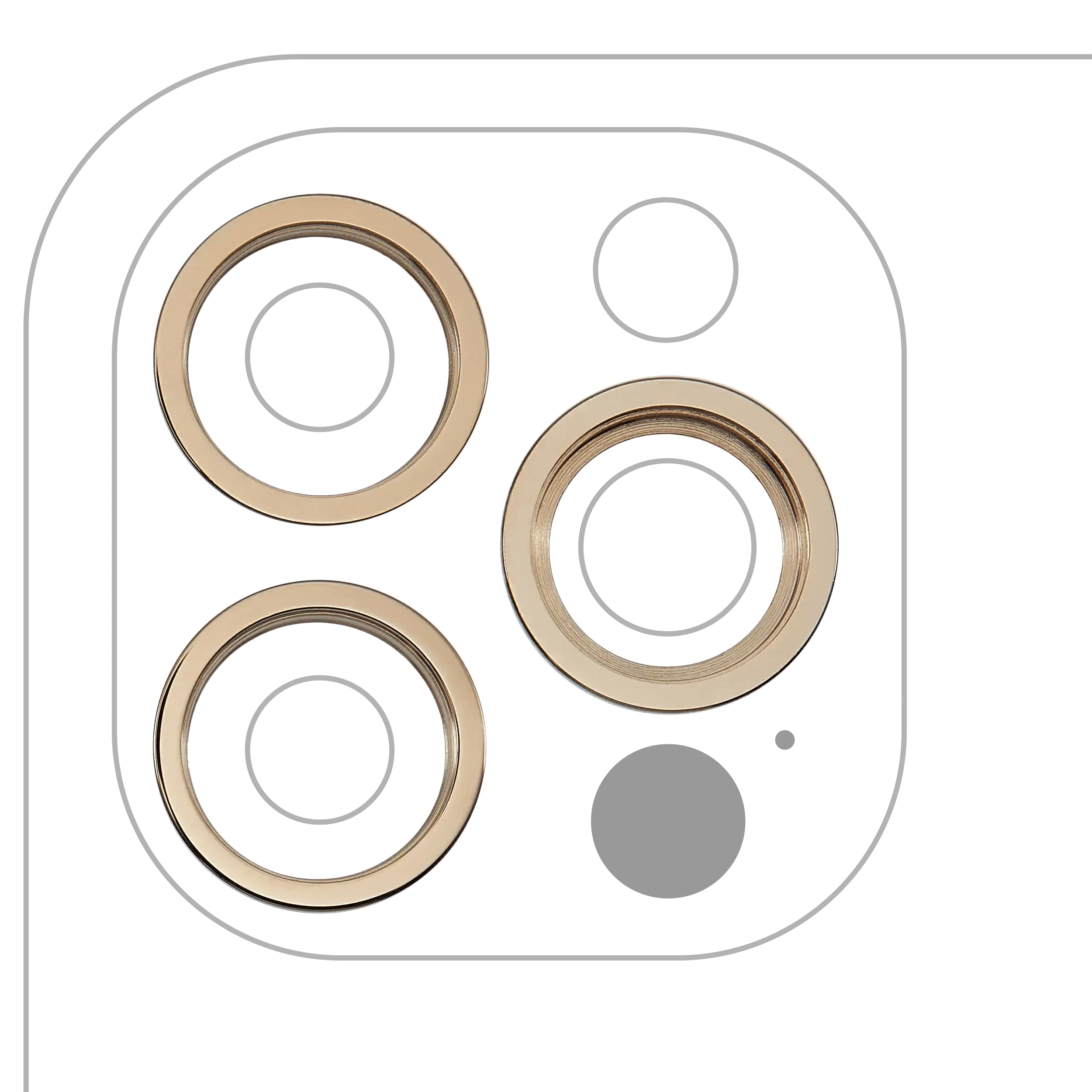 Camera Ring Back Cover for iPhone 12 Pro (Gold) - Set of 3