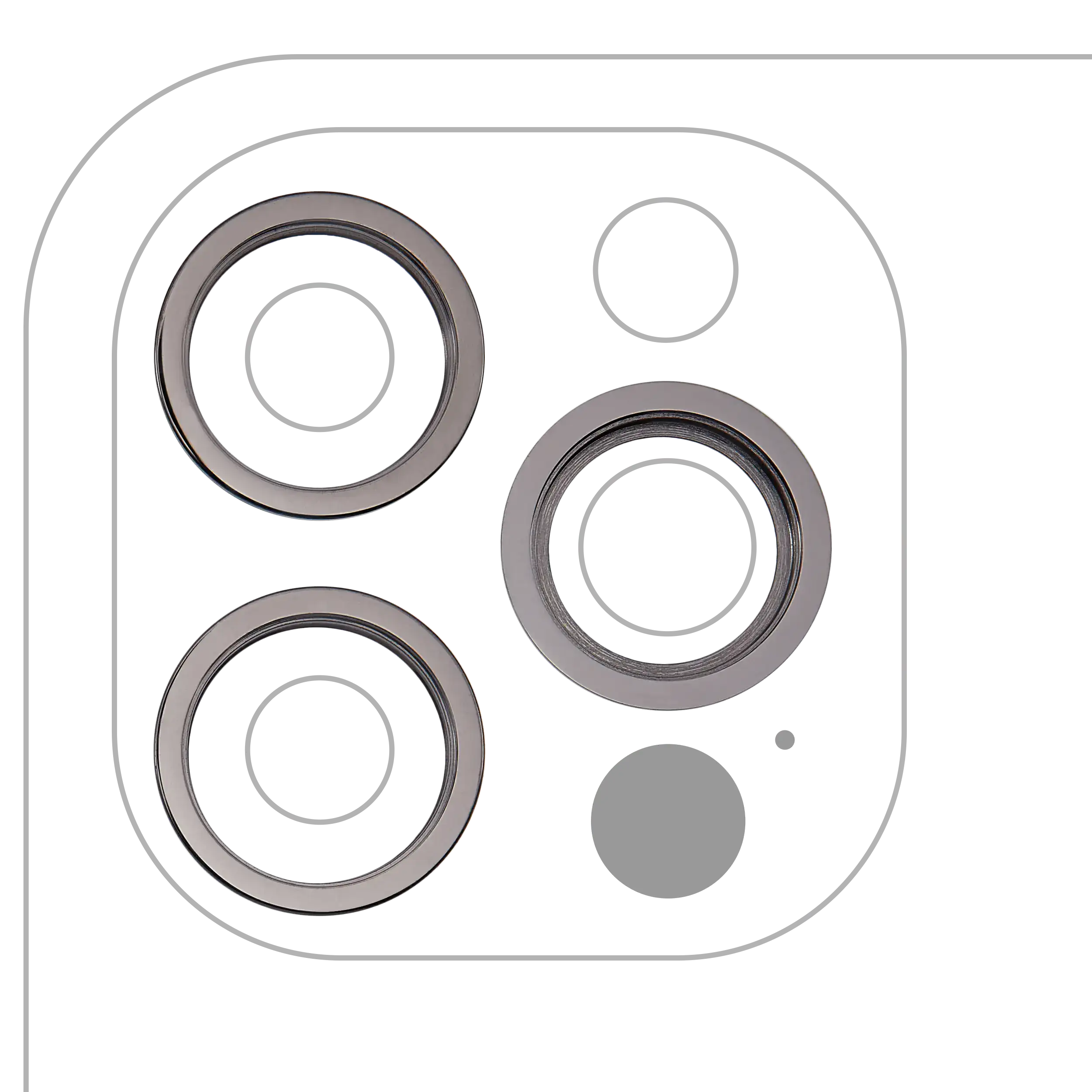 Rückkamera-Rahmen nur für iPhone 12 Pro (Graphite) (3er Set)