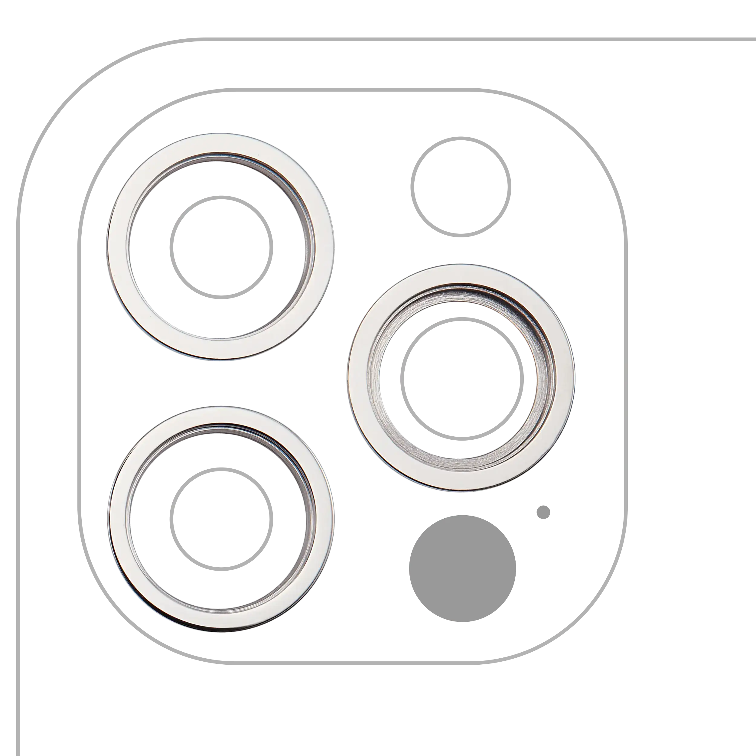 Nur Kamera-Rahmenring hinten für iPhone 12 Pro (Silber) (3er-Set)
