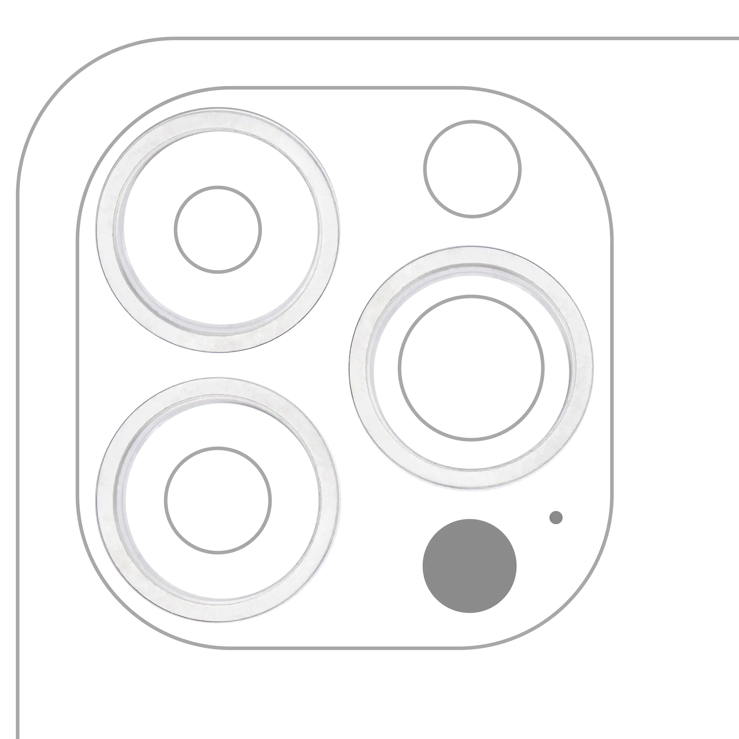 Rear Camera Decorative Ring for iPhone 13 Pro / 13 Pro Max (Silver) (3-Pack)