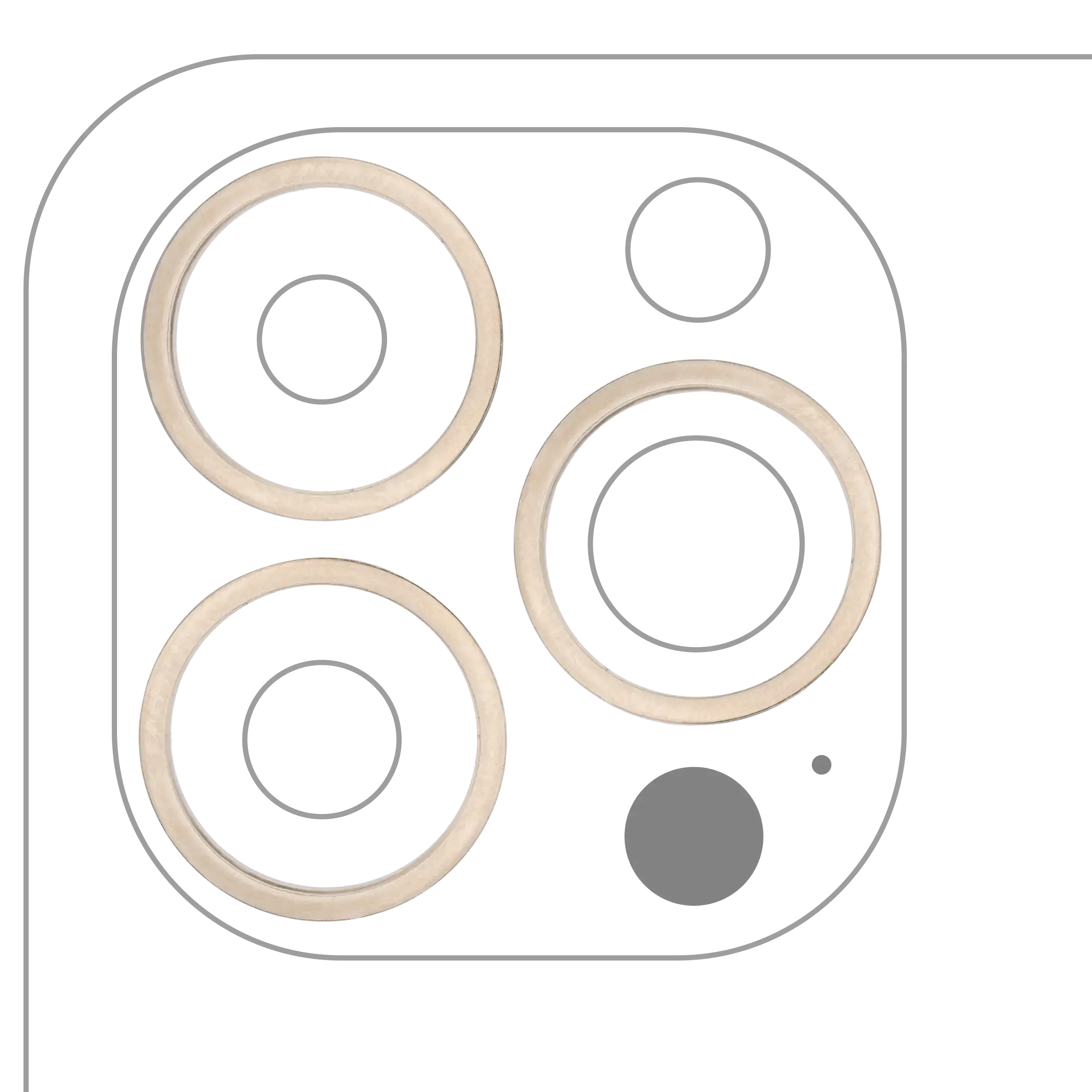 Rear Camera Lens Ring for iPhone 13 Pro / 13 Pro Max (Gold) (3-Pack)