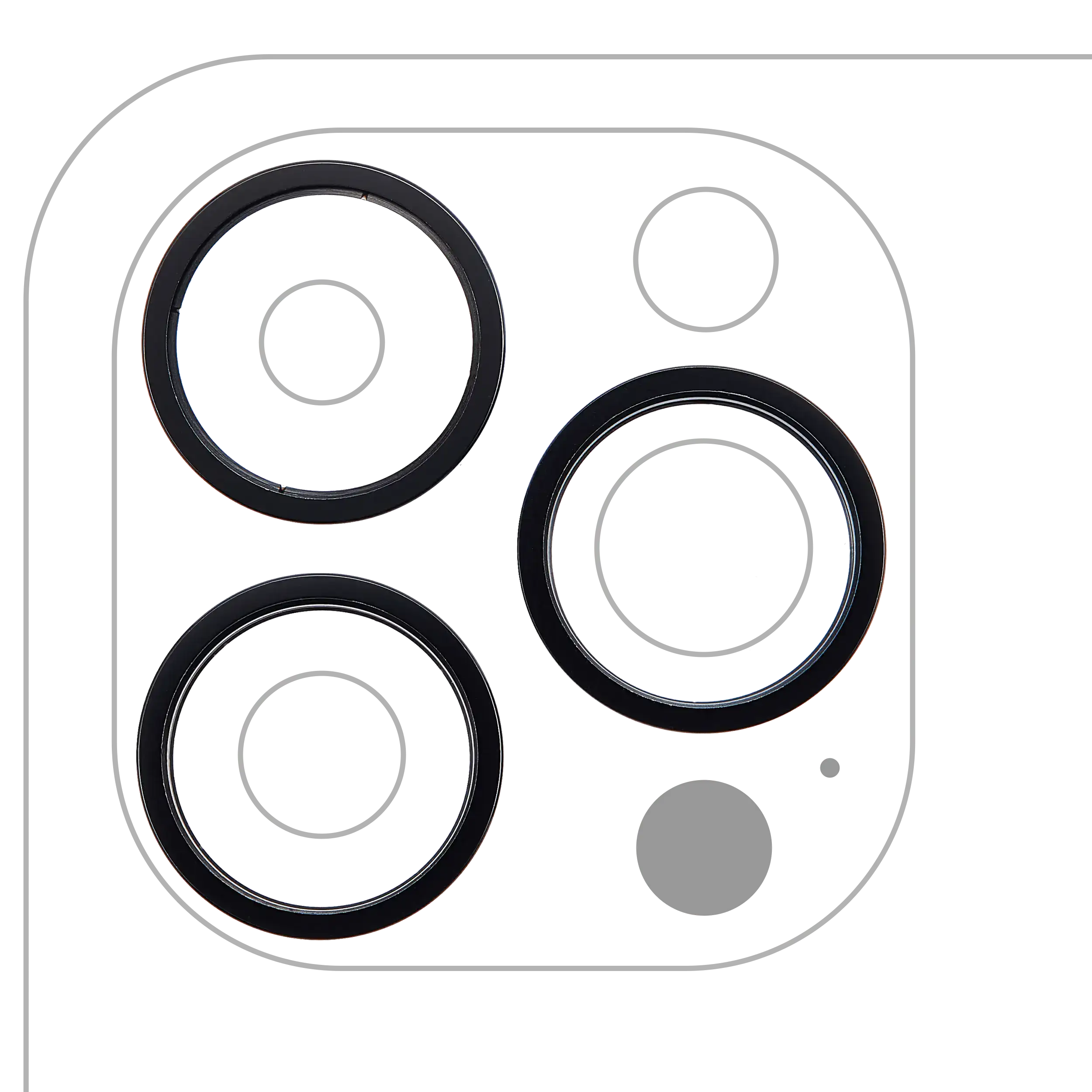 Rear Camera Lens Ring for iPhone 14 Pro / 14 Pro Max (Space Black) – 3-piece set