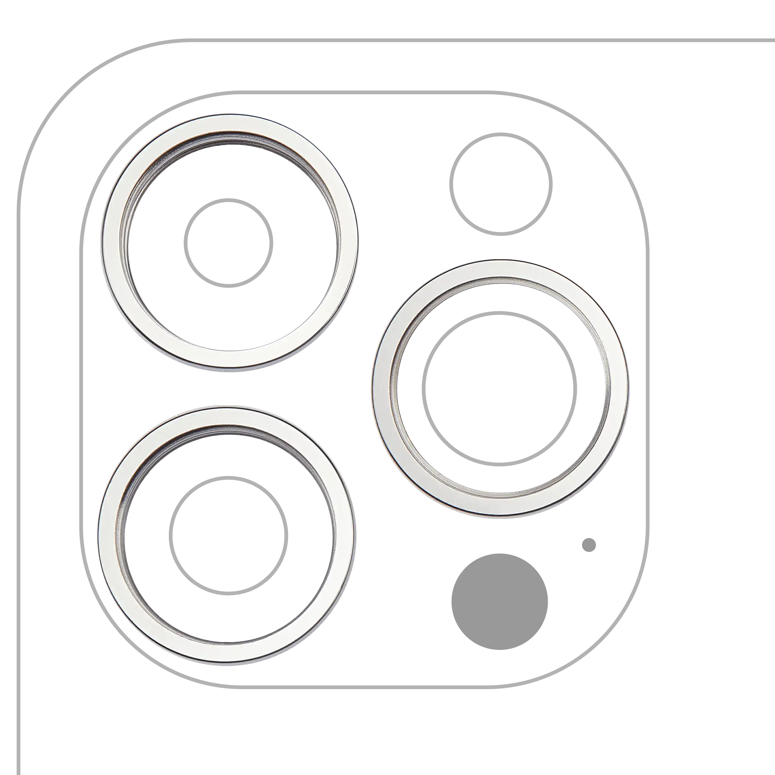 Kamera-Rahmenring hinten für iPhone 14 Pro / 14 Pro Max (Silber) (3er-Set)