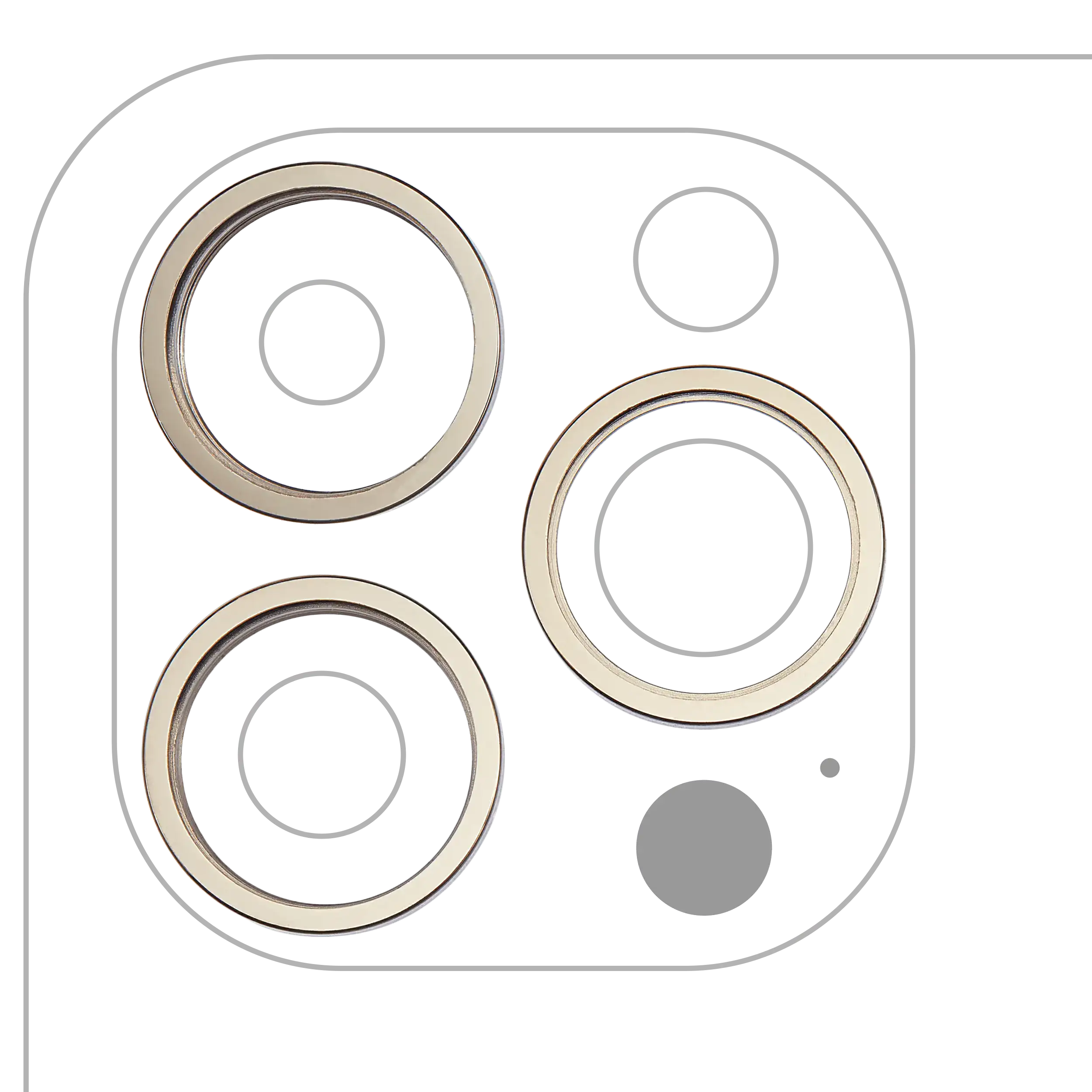 Rear Camera Lens Ring for iPhone 14 Pro / 14 Pro Max (Gold) – 3-piece Set