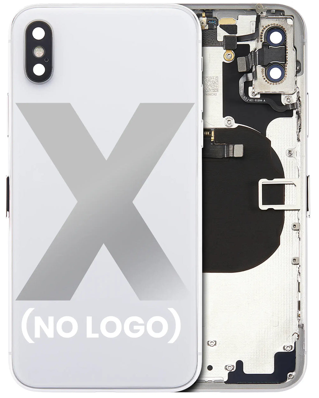 Backcover+Rahmen mit Kleinteilen f. iPhone X Silber ohne Logo Aftermarket Plus