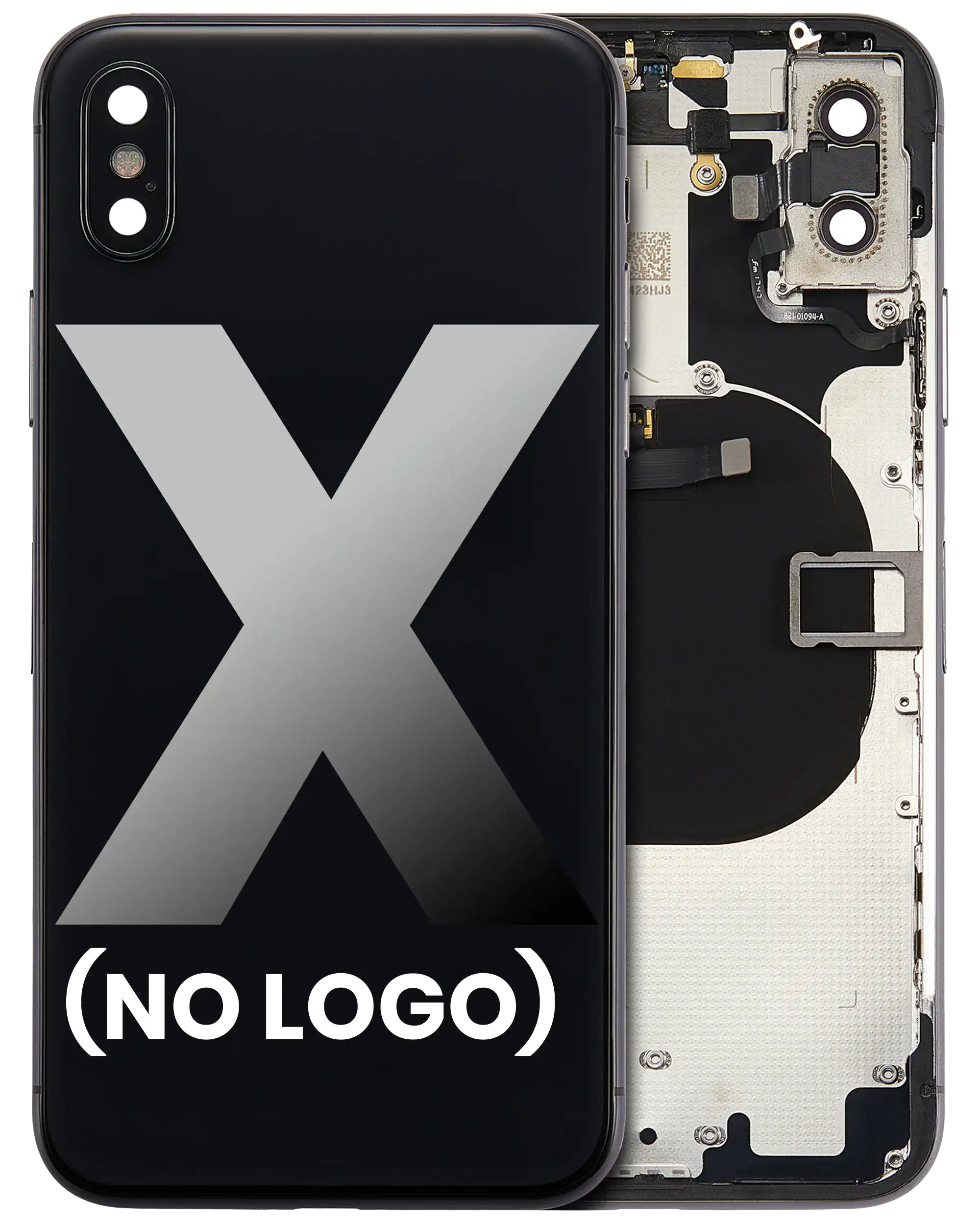 Backcover m. Kleinteilen f. iPhone X Space Grau, Aftermarket Plus, o. Logo