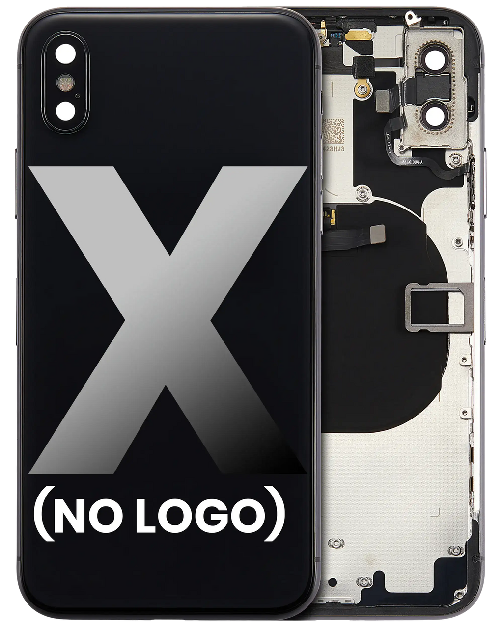 Backcover m. Kleinteilen f. iPhone X Space Grau, Aftermarket Plus, o. Logo