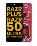 Internal OLED Display with Frame for Motorola Razr Plus 2024 / Razr 50 Ultra (XT2451) / Razr Plus 2025 (XT2557) - Refurbished - Hot Pink