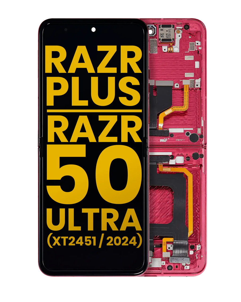 OLED-Display mit Rahmen für Motorola Razr Plus 2024/25 - Generalüberholt - Pink
