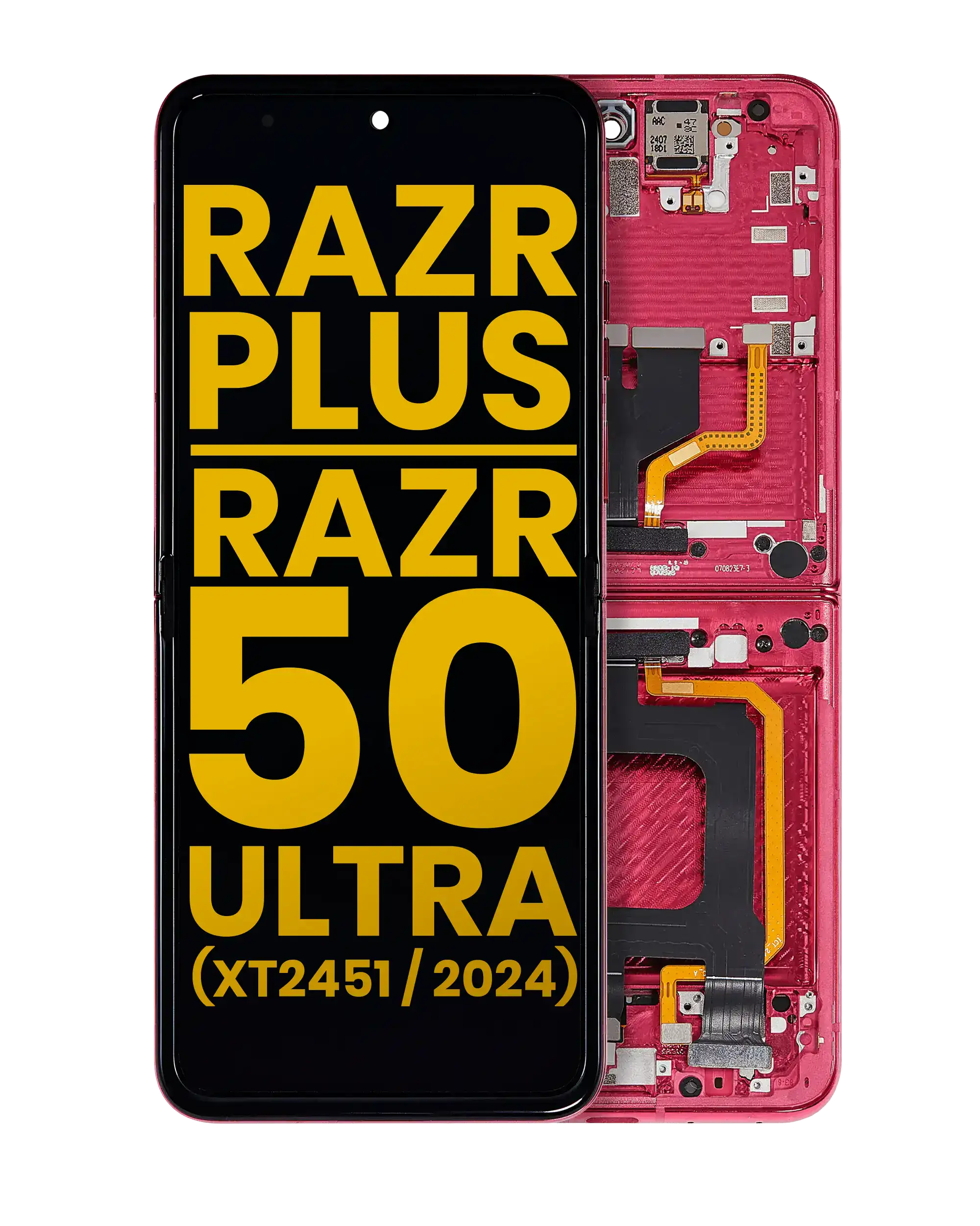 OLED-Display mit Rahmen für Motorola Razr Plus 2024/25 - Generalüberholt - Pink