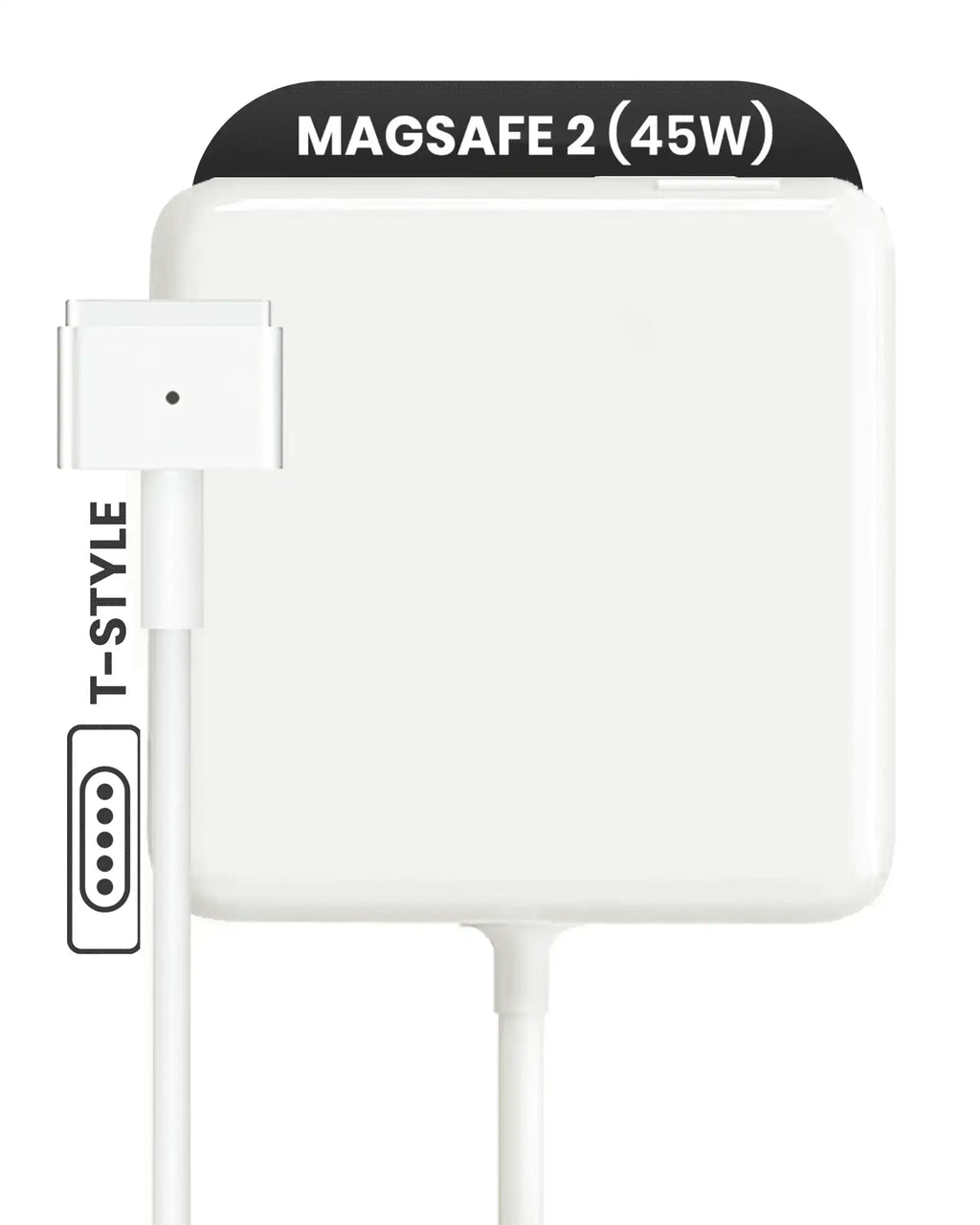 45W MagSafe 2 Power Adapter with Cable (T-Style) for MacBook (used OEM, quality A/B) (Bulk Packaging)