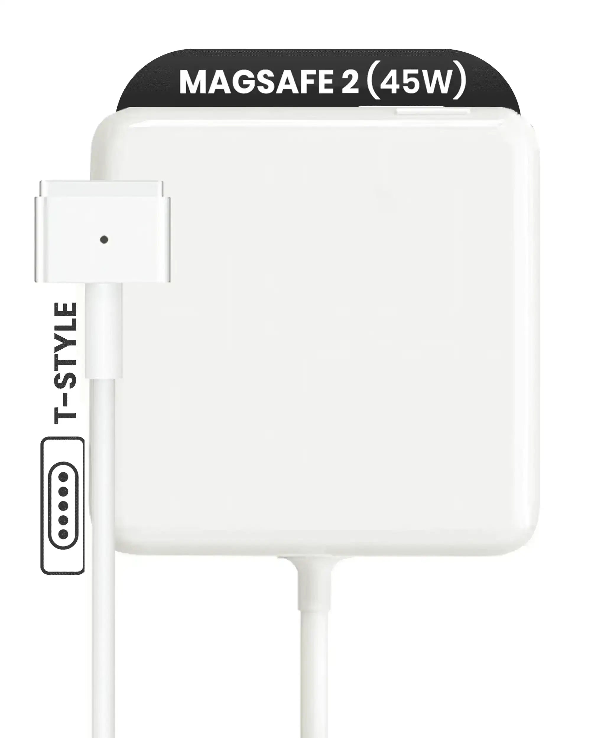 45W MagSafe 2 Power Adapter with Cable (T-Style) for MacBook (used OEM, quality A/B) (Bulk Packaging)