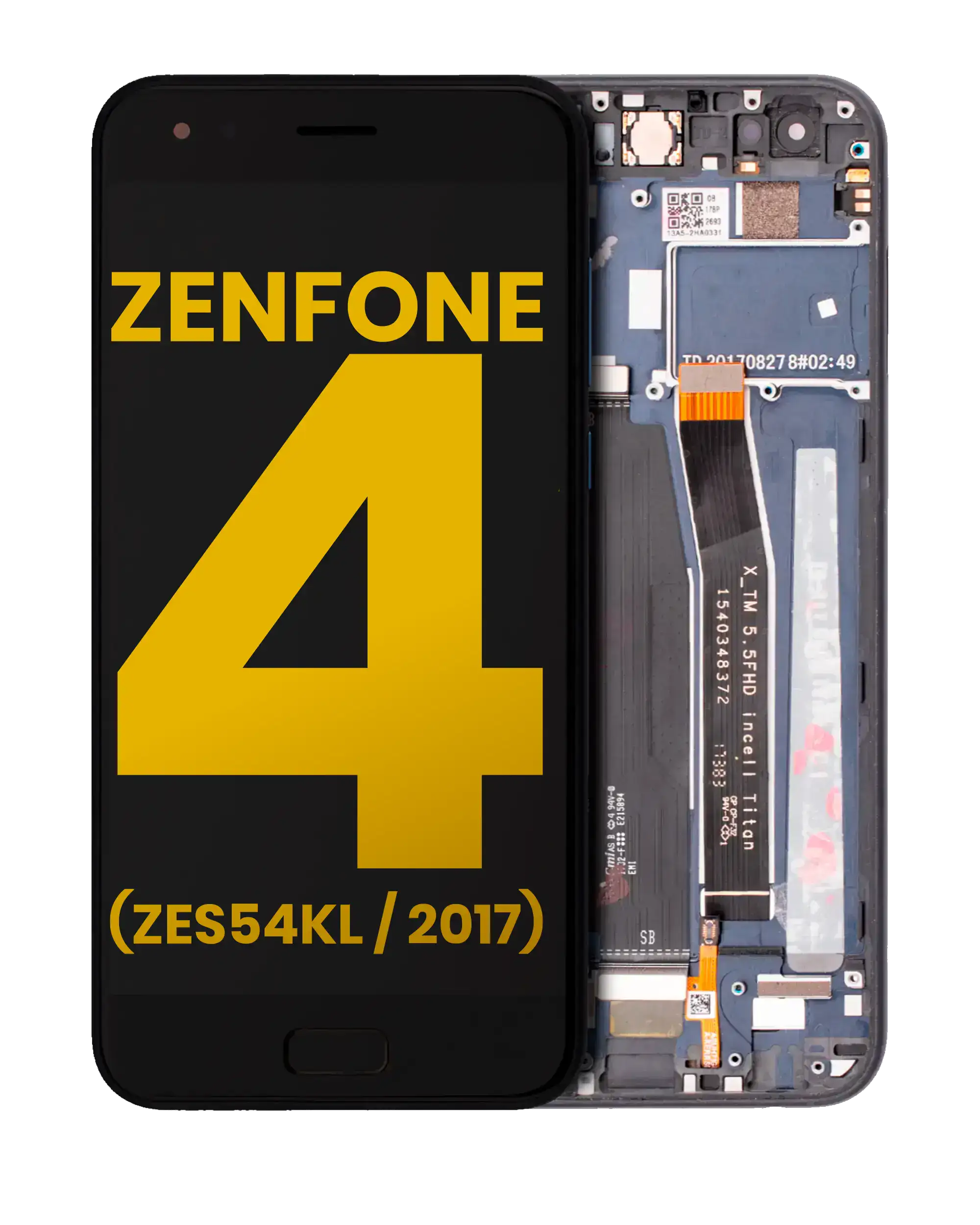 LCD-Display mit Rahmen für Asus ZenFone 4 (ZE554KL) (Refurbished) (Schwarz)
