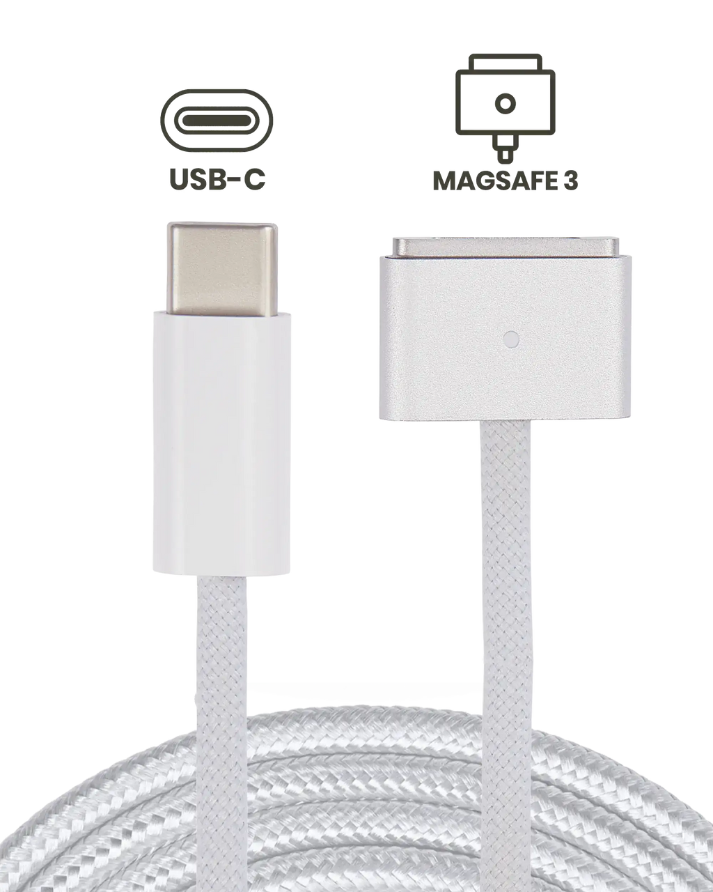 140W USB-C to MagSafe 3 Charging Cable for MacBook Pro (1.8 m / 6 ft) (Used OEM Pull, Grade A) (Bulk Packaging) (Silver)