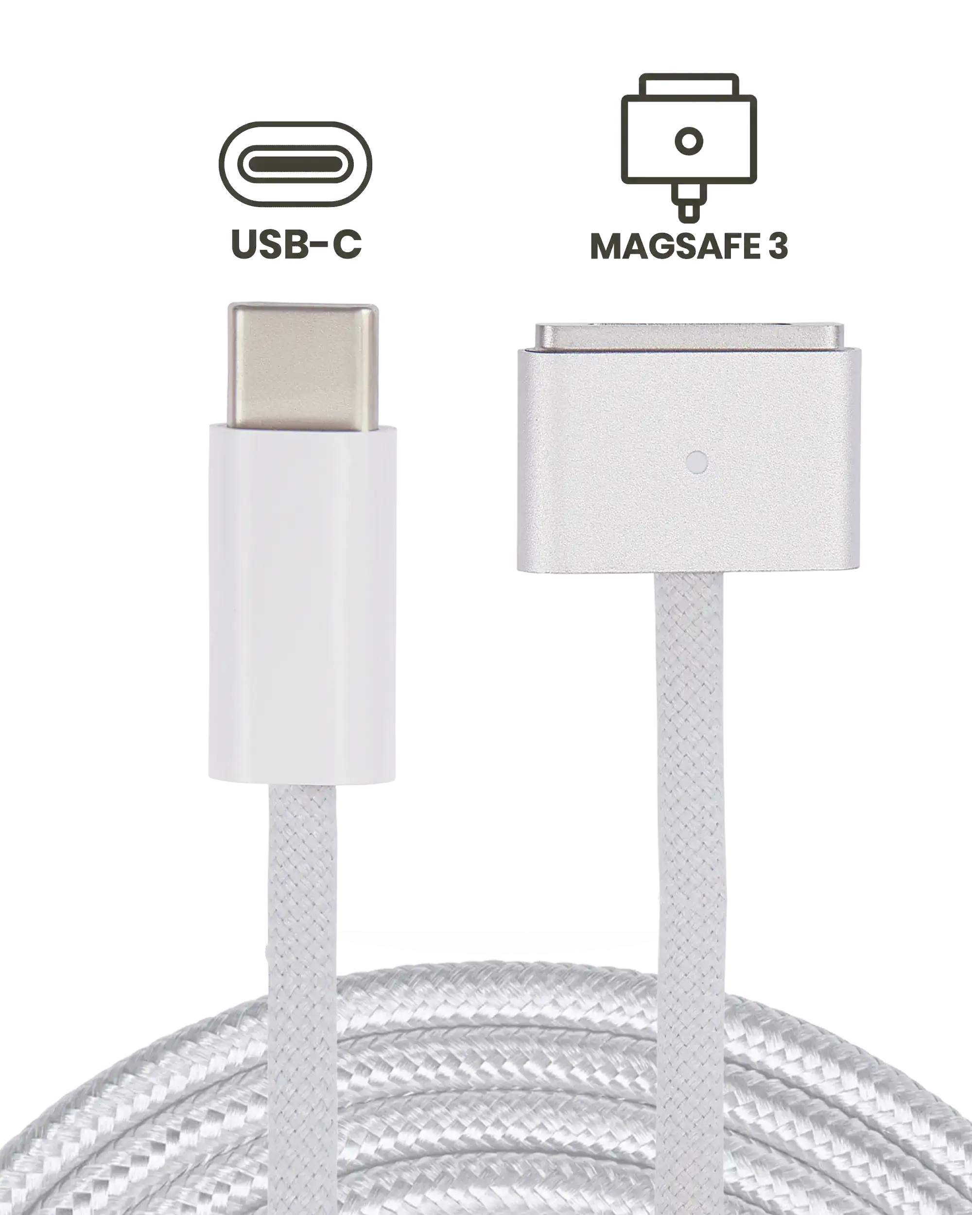 140W USB-C to MagSafe 3 Charging Cable for MacBook Pro (1.8 m / 6 ft) (Used OEM Pull, Grade A) (Bulk Packaging) (Silver)