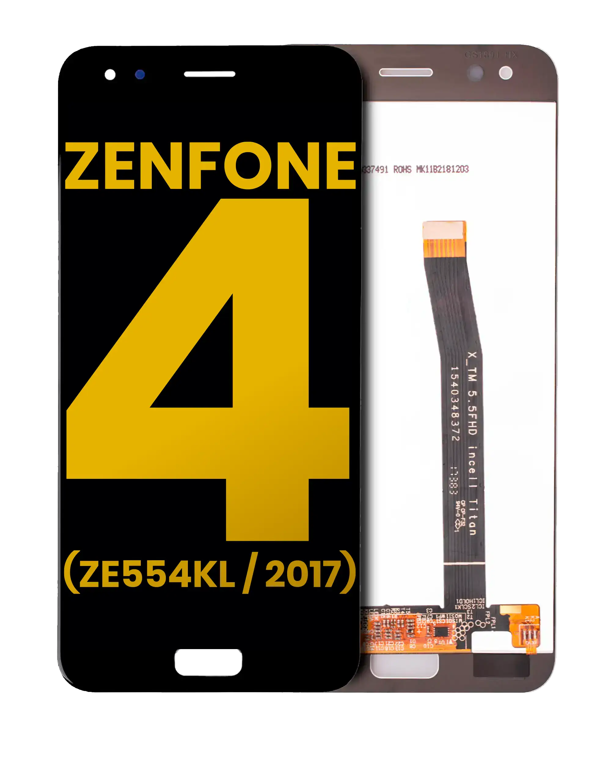 Frameless LCD Display for Asus ZenFone 4 (ZE554KL/2017) (Refurbished) (Black)