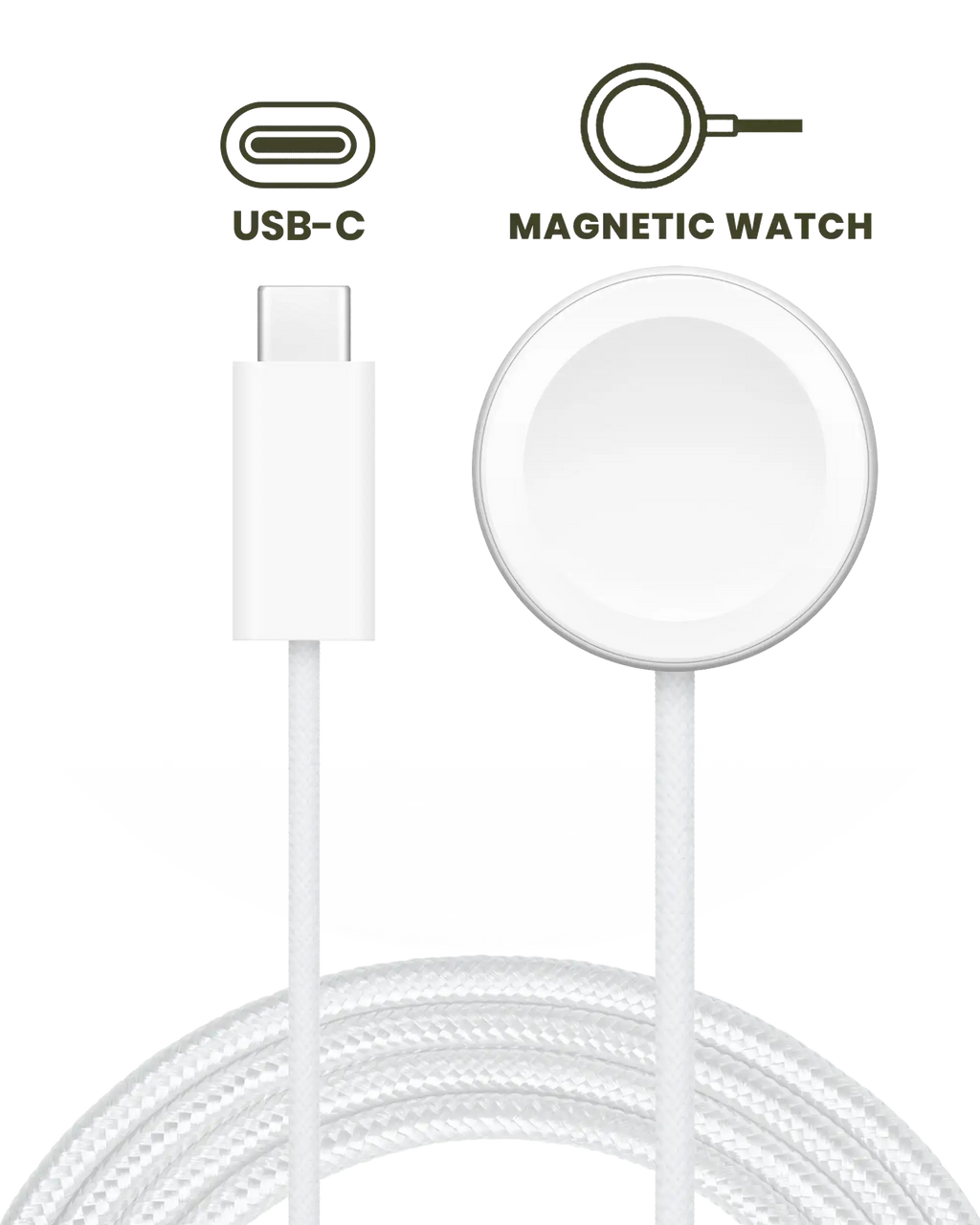 USB-C magnetisches Uhren-Ladekabel geflochten 1m OEM Neu Bulk