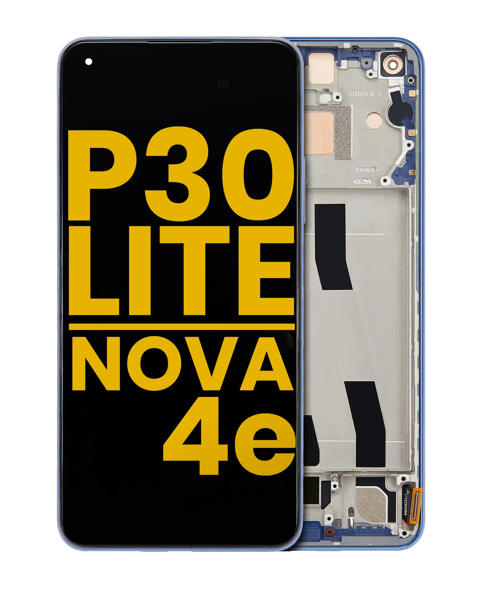 LCD-Display mit Rahmen für Huawei P30 Lite/Nova 4e (Refurbished) (Peacock Blue)
