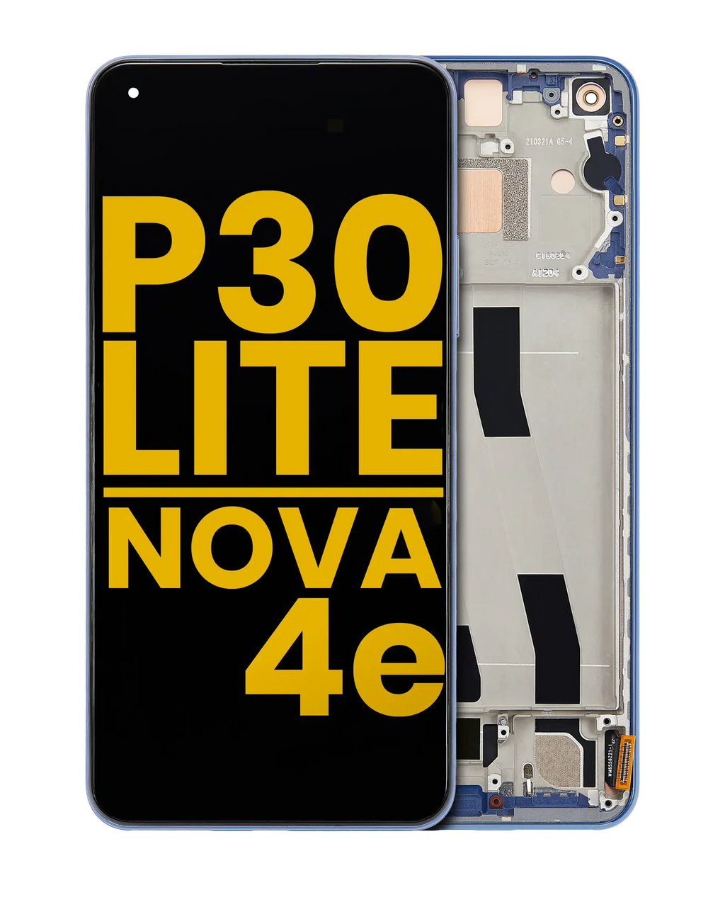 LCD-Display mit Rahmen für Huawei P30 Lite/Nova 4e (Refurbished) (Peacock Blue)