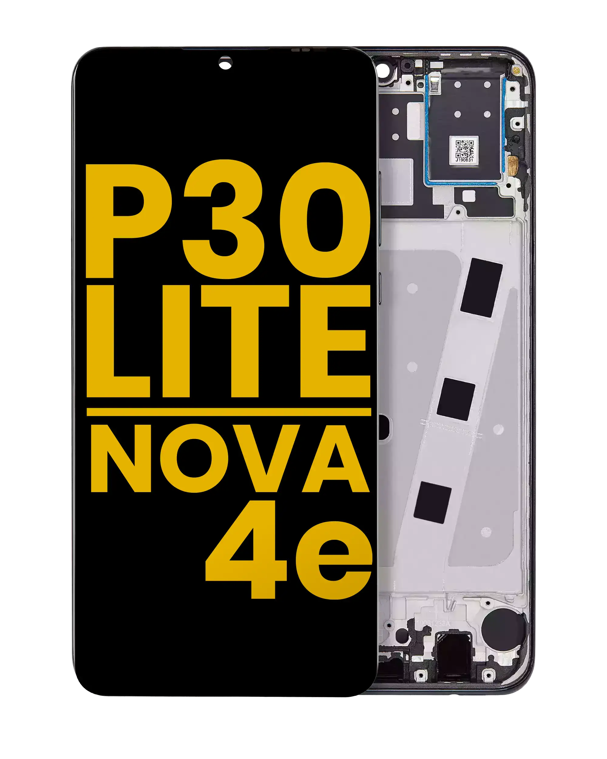 LCD mit Rahmen für Huawei P30 Lite Midnight Schwarz Refurbished