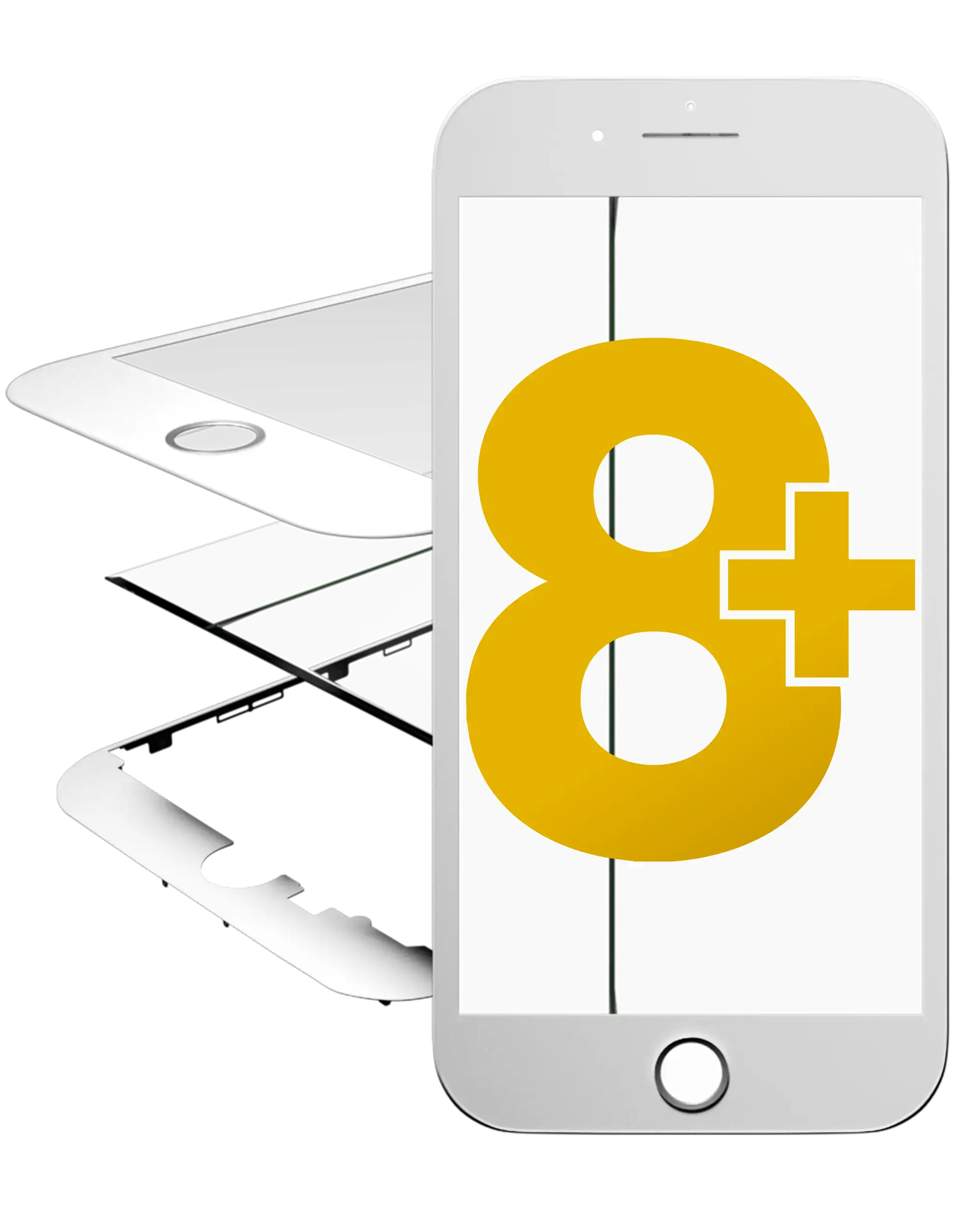 Glass with Frame / OCA / Polarizer Pre-installed for iPhone 8 Plus (White)