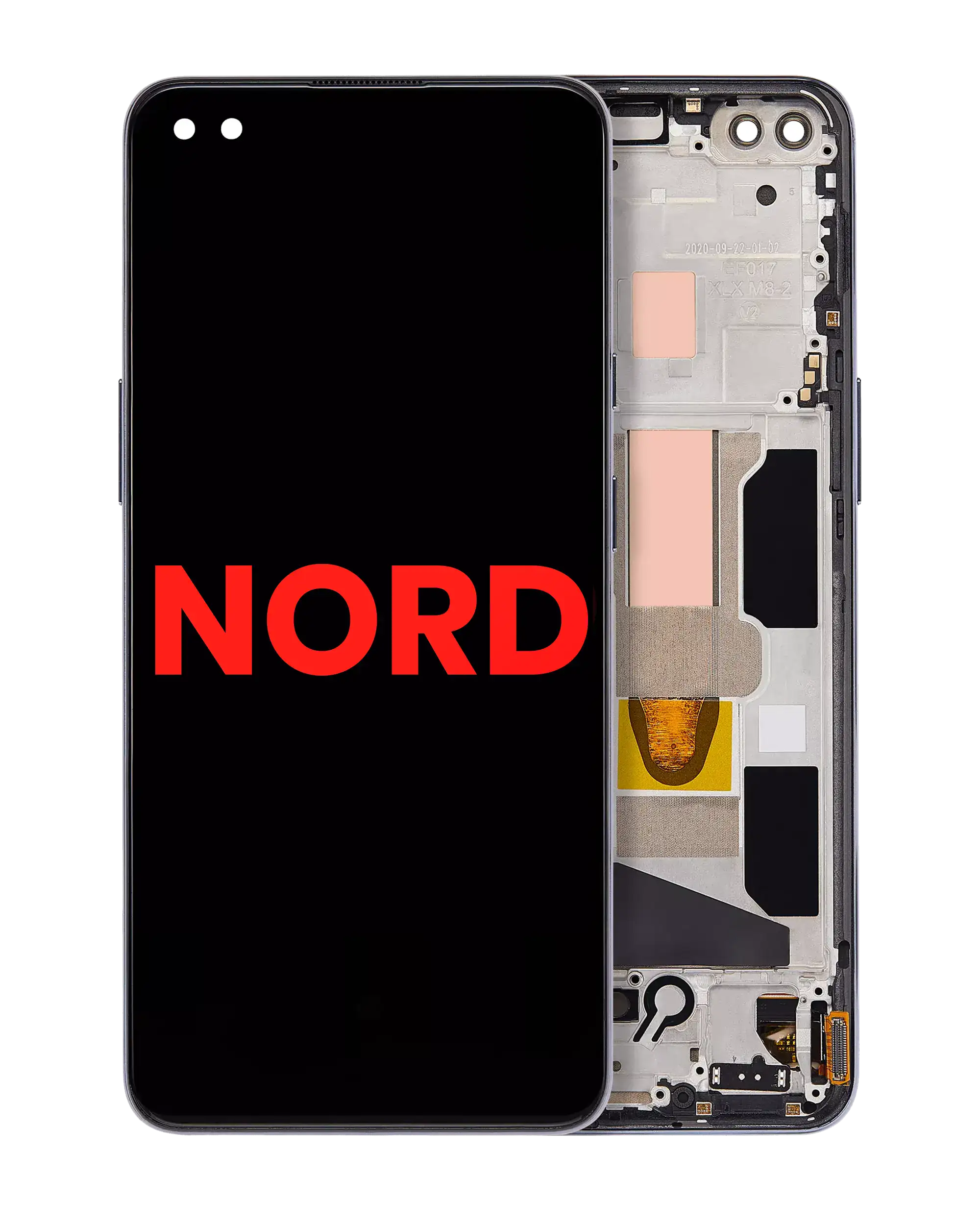 OLED-Display mit Rahmen für OnePlus Nord (Aftermarket Plus) (Gray Onyx)