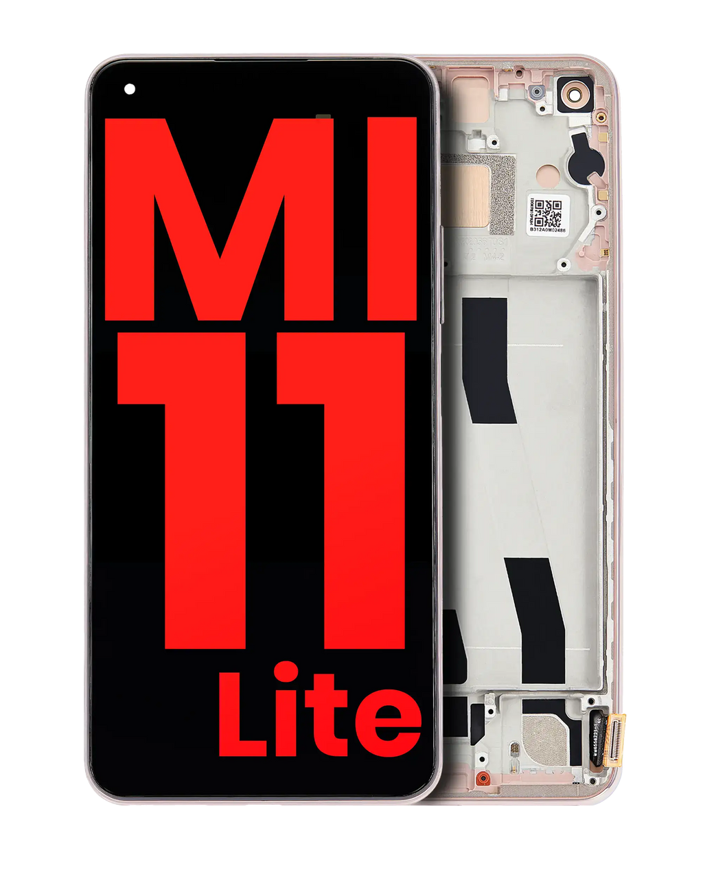 OLED Display with Frame for Xiaomi Mi 11 Lite / Mi 11 Lite 5G (Aftermarket Plus) (Peach Pink)