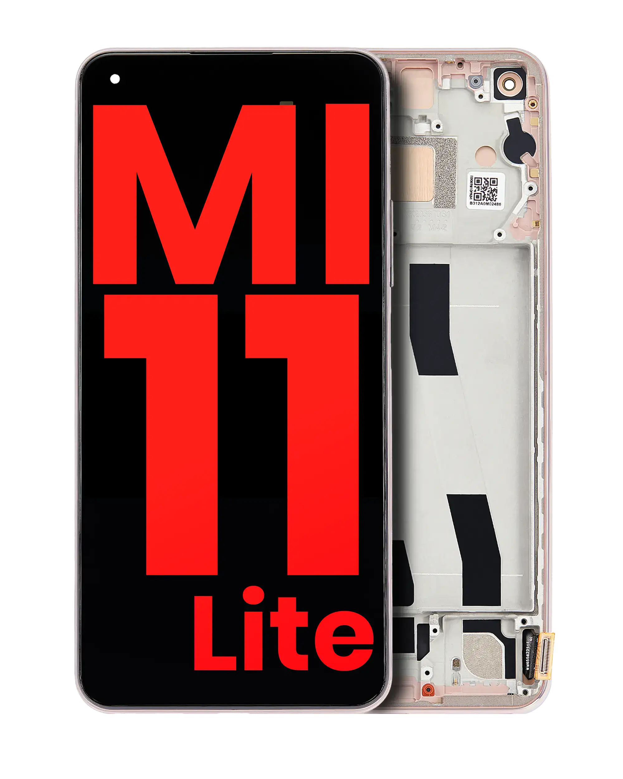 OLED Display with Frame for Xiaomi Mi 11 Lite / Mi 11 Lite 5G (Aftermarket Plus) (Peach Pink)