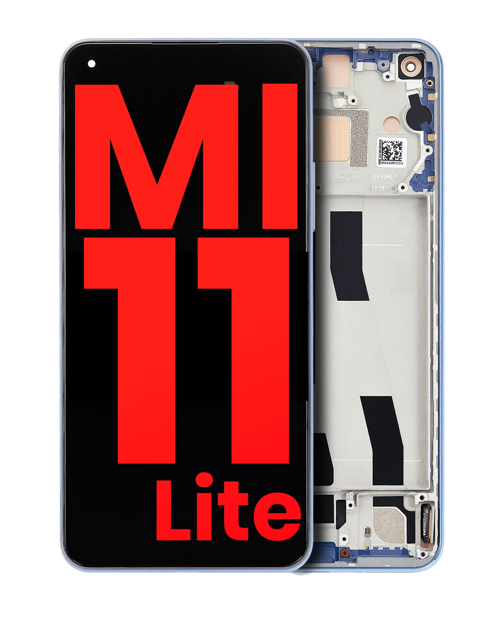 OLED-Display mit Rahmen für Mi 11 Lite/5G, Bubblegum Blau, Aftermarket Plus