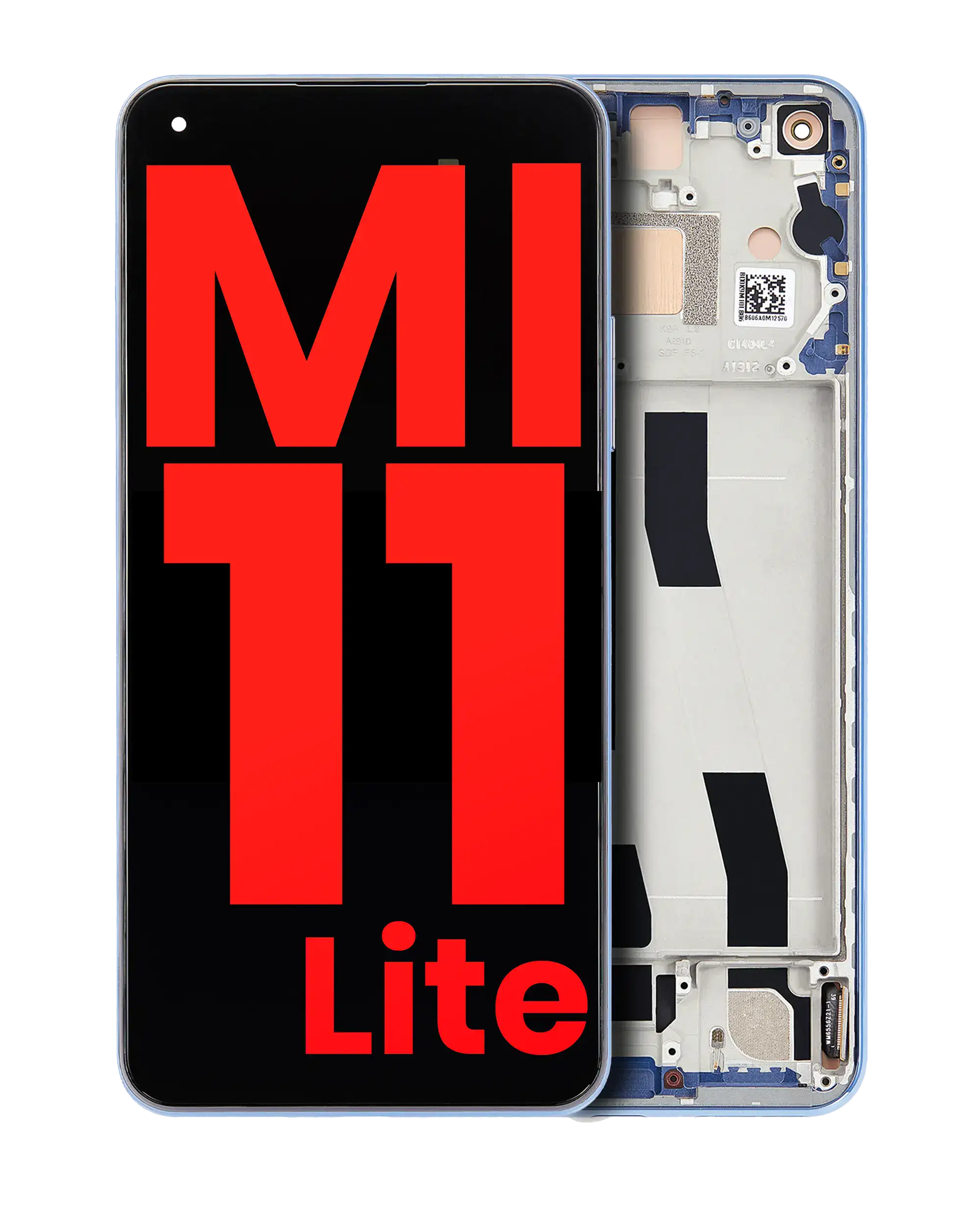 OLED-Display mit Rahmen für Mi 11 Lite/5G, Bubblegum Blau, Aftermarket Plus