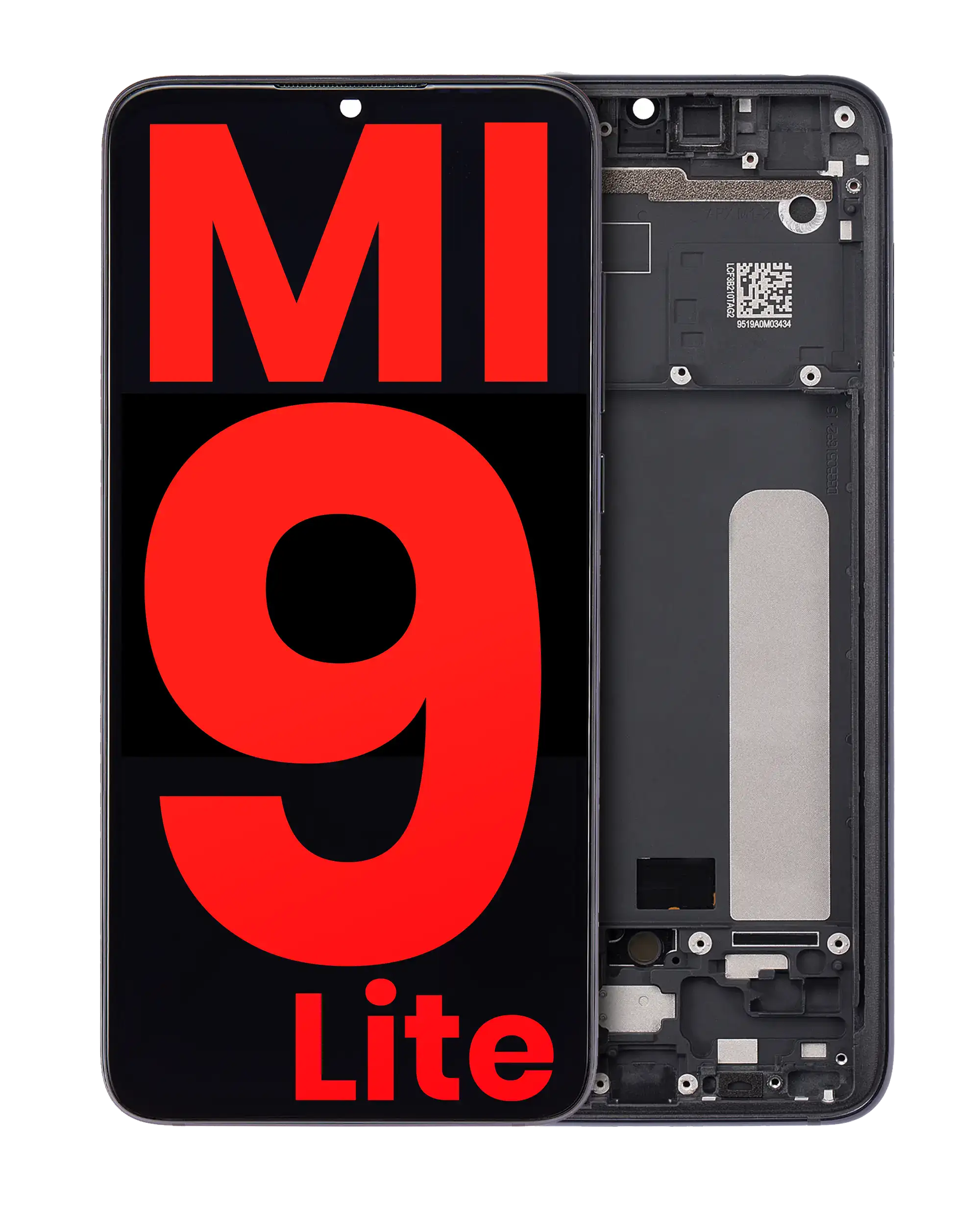 OLED-Display mit Rahmen für Xiaomi Mi 9 Lite (Aftermarket Plus) (Onyx Gray)