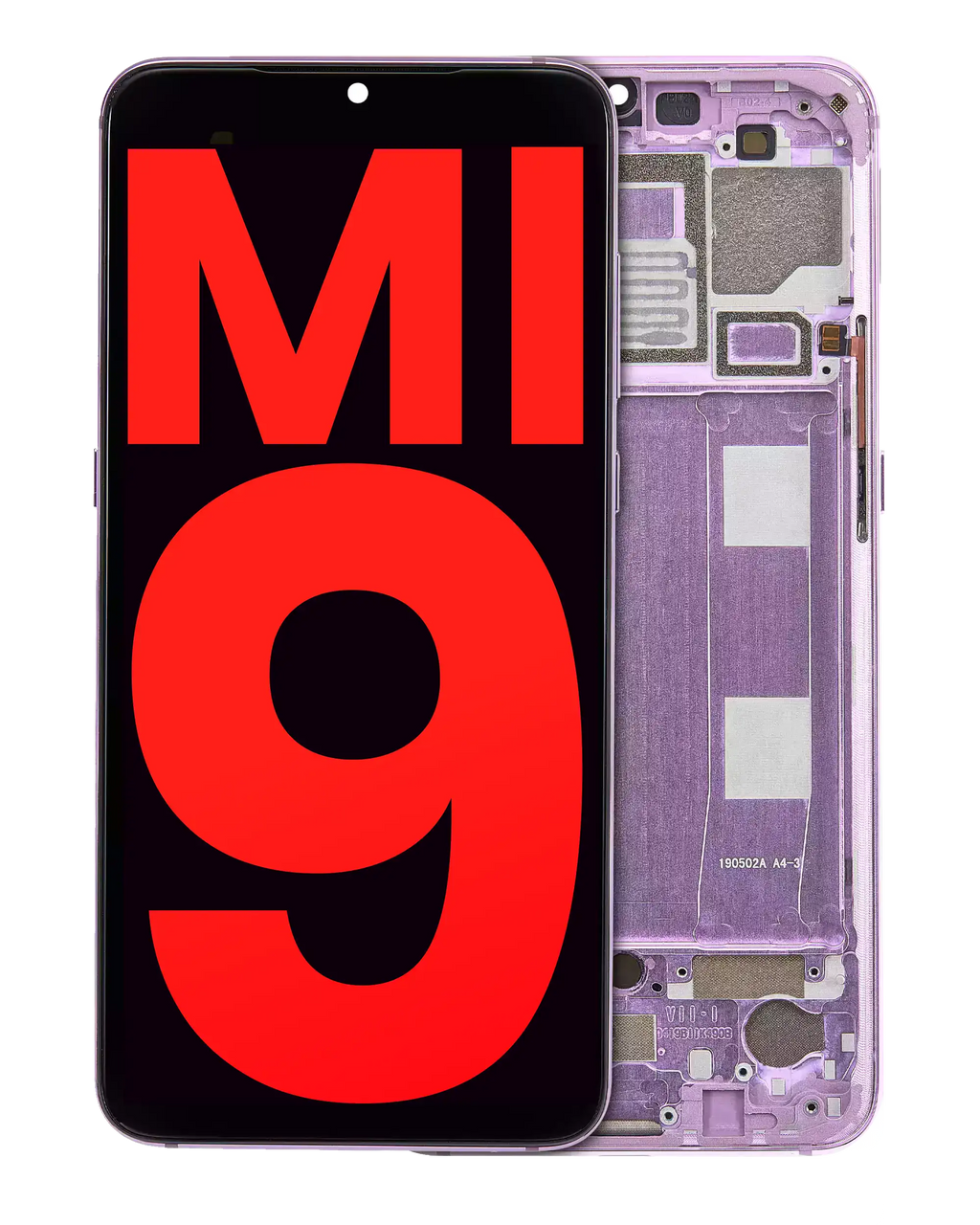 OLED-Display mit Rahmen für Xiaomi Mi 9 (Aftermarket Plus) (Lavender Violet)