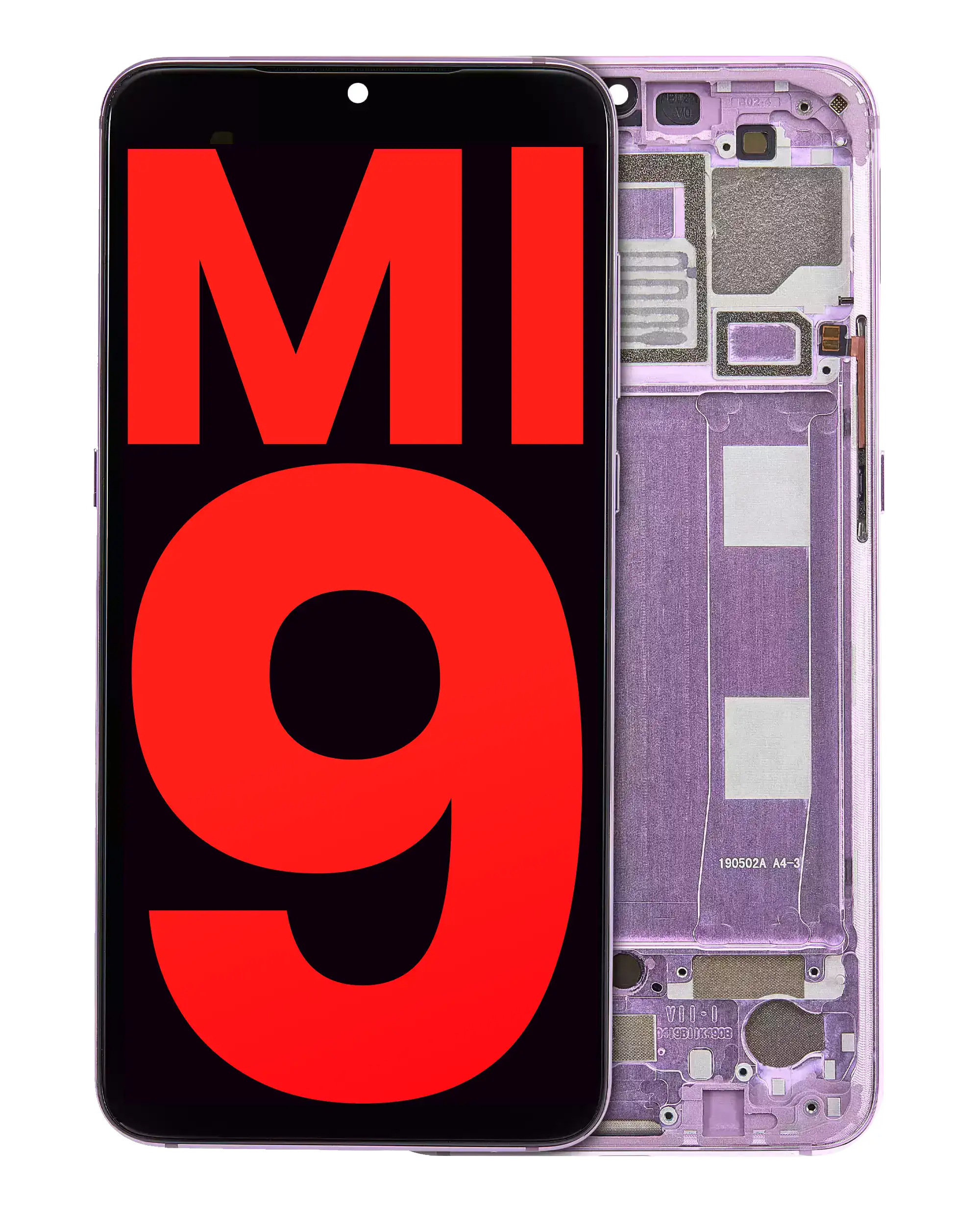 OLED-Display mit Rahmen für Xiaomi Mi 9 (Aftermarket Plus) (Lavender Violet)
