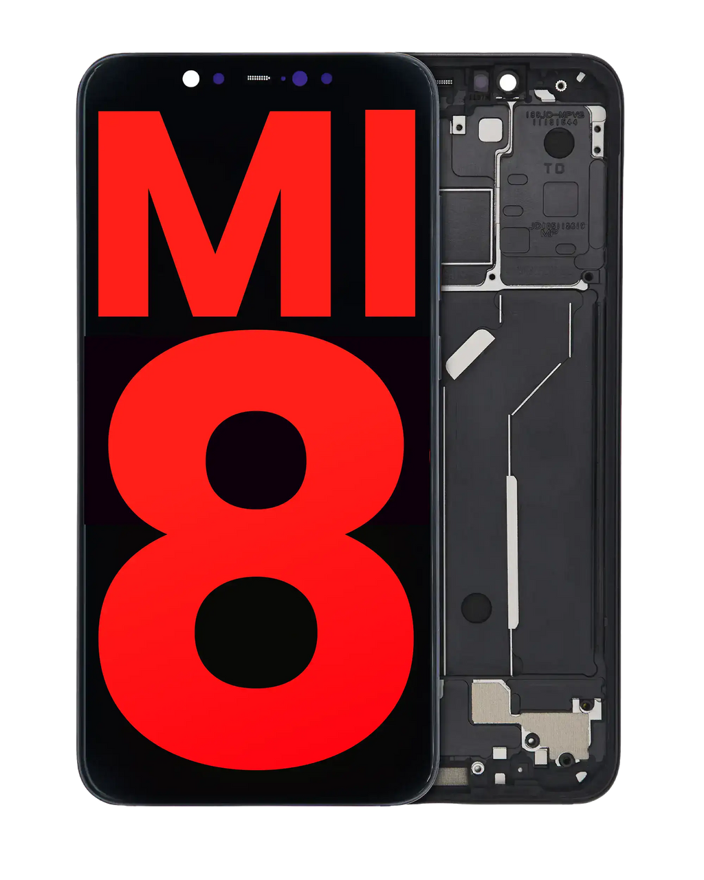 OLED-Bauteil mit Rahmen für Xiaomi Mi 8 (Aftermarket Plus) (Schwarz)