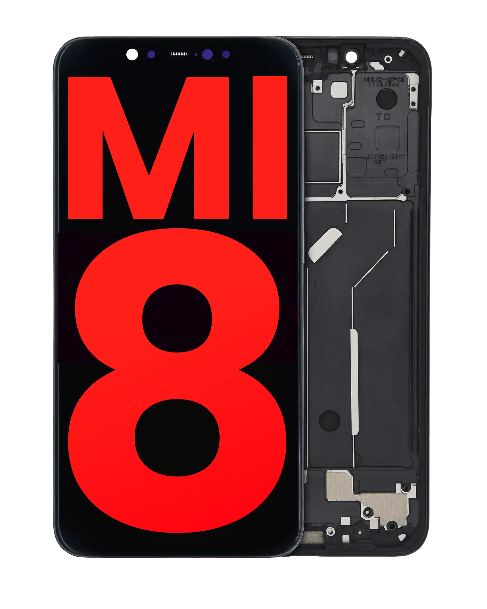 OLED-Bauteil mit Rahmen für Xiaomi Mi 8 (Aftermarket Plus) (Schwarz)