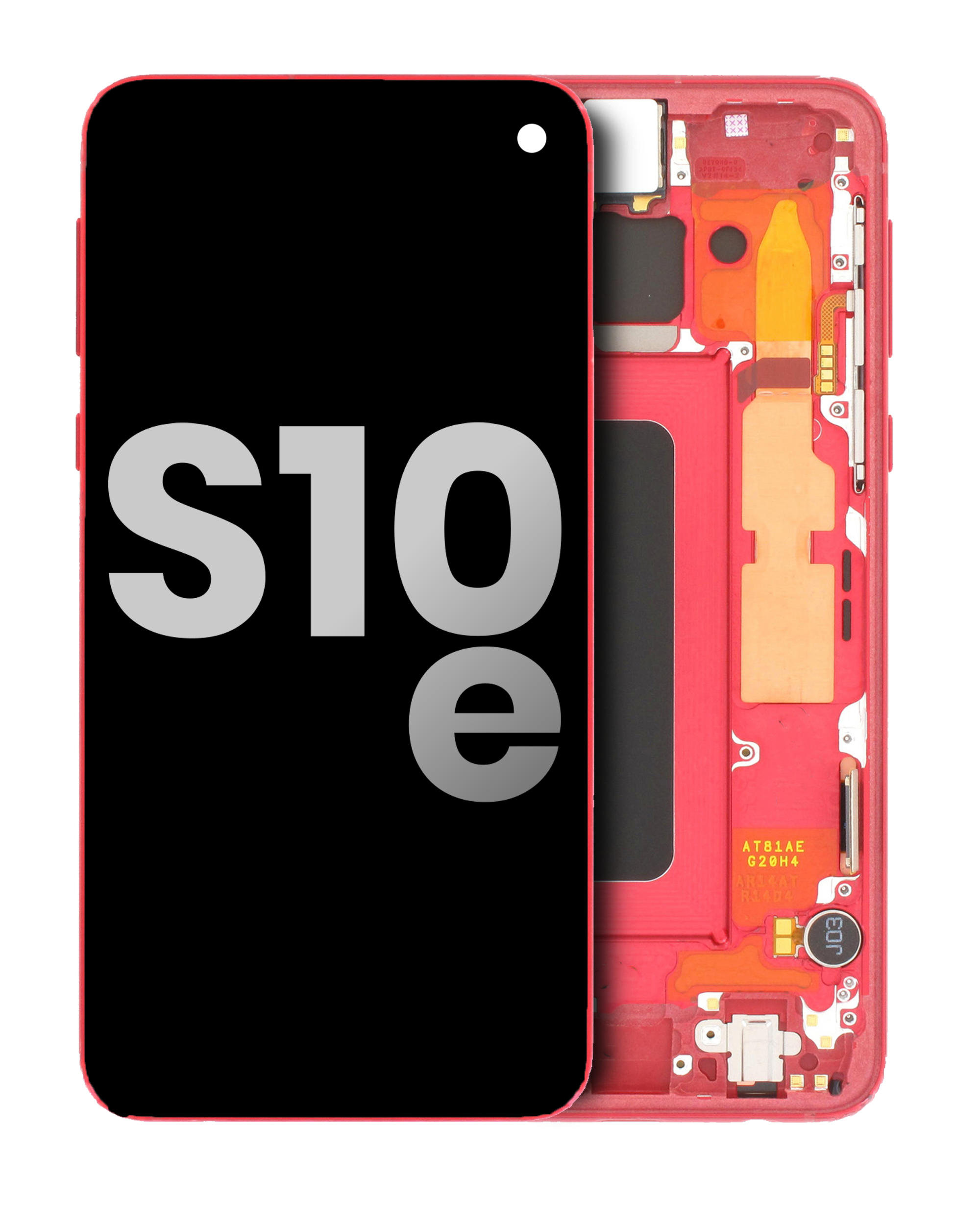 OLED-Display mit Rahmen für Samsung Galaxy S10e (gebrauchter OEM-Ausbau, Qualität B/C) (Cardinal Red)