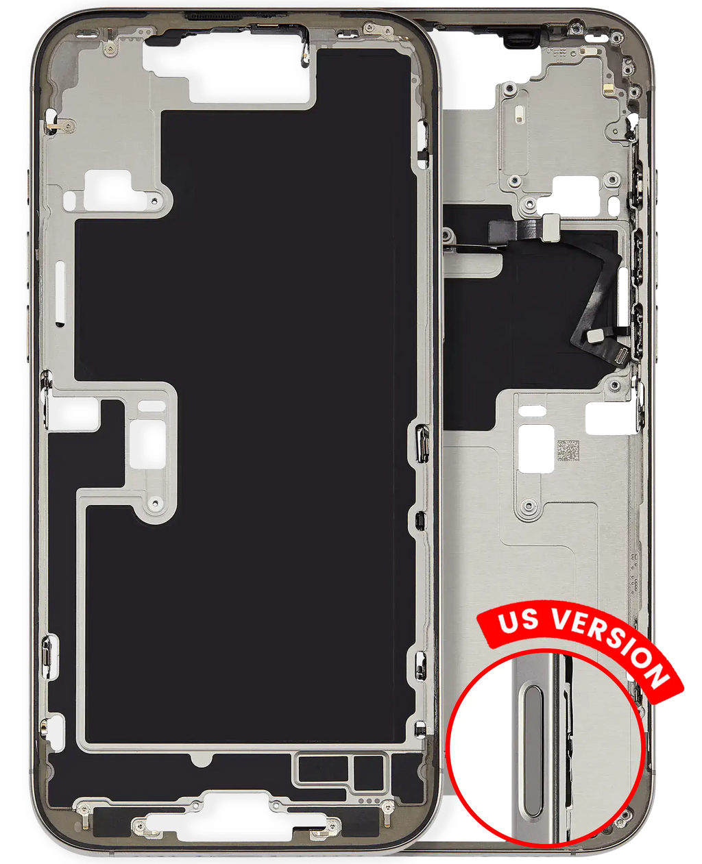 Midframe/Frame with Small Parts for iPhone 16 Pro Max (US Version) (Used OEM Pull, Grade A) (White Titanium)