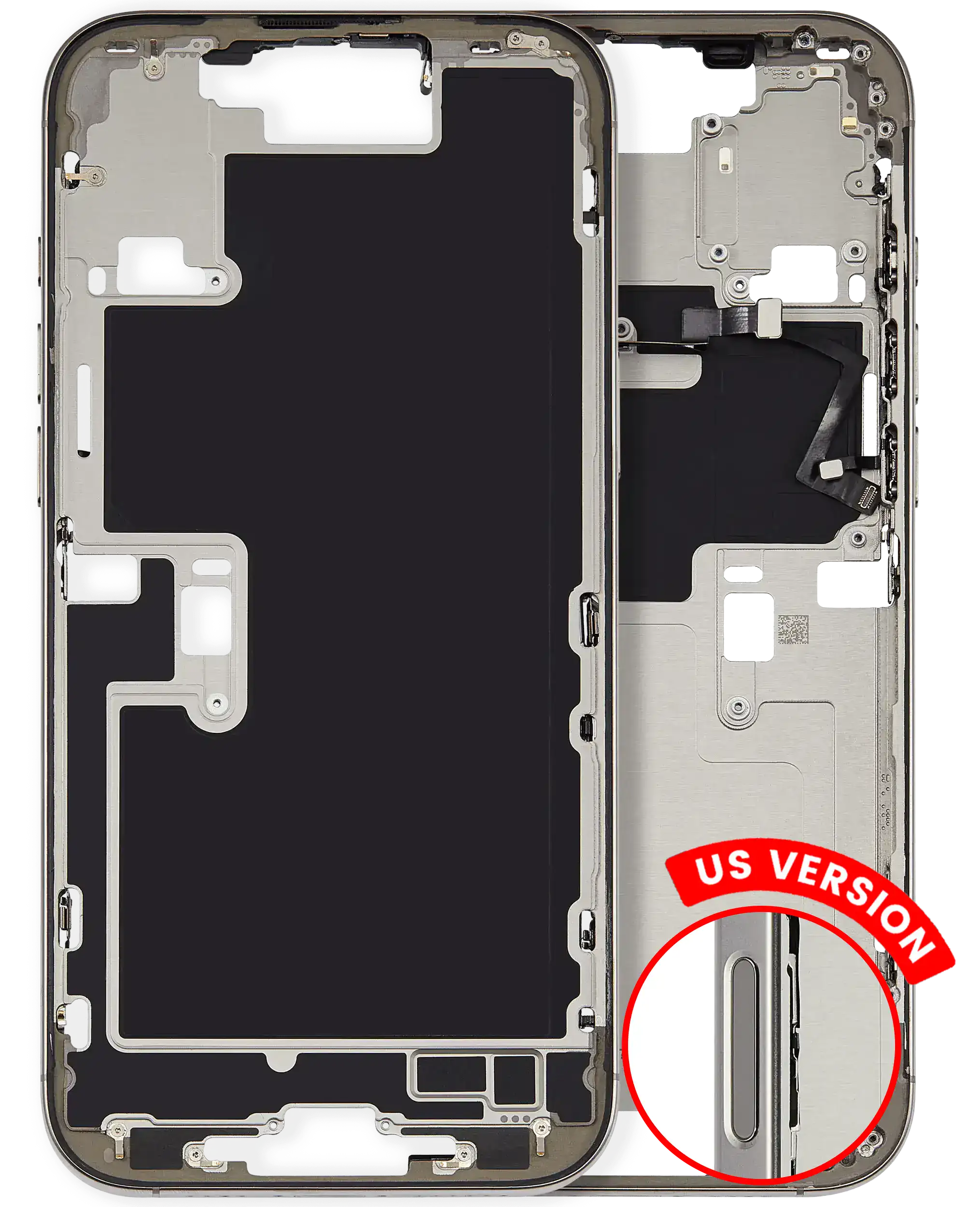 Midframe/Frame with Small Parts for iPhone 16 Pro Max (US Version) (Used OEM Pull, Grade A) (White Titanium)