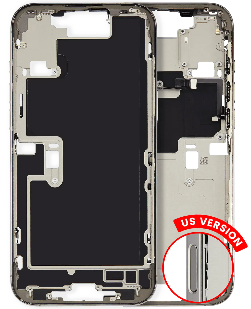 Midframe/Frame with Small Parts for iPhone 16 Pro Max (US Version) (Used OEM Pull, Quality A) (Natural Titanium)
