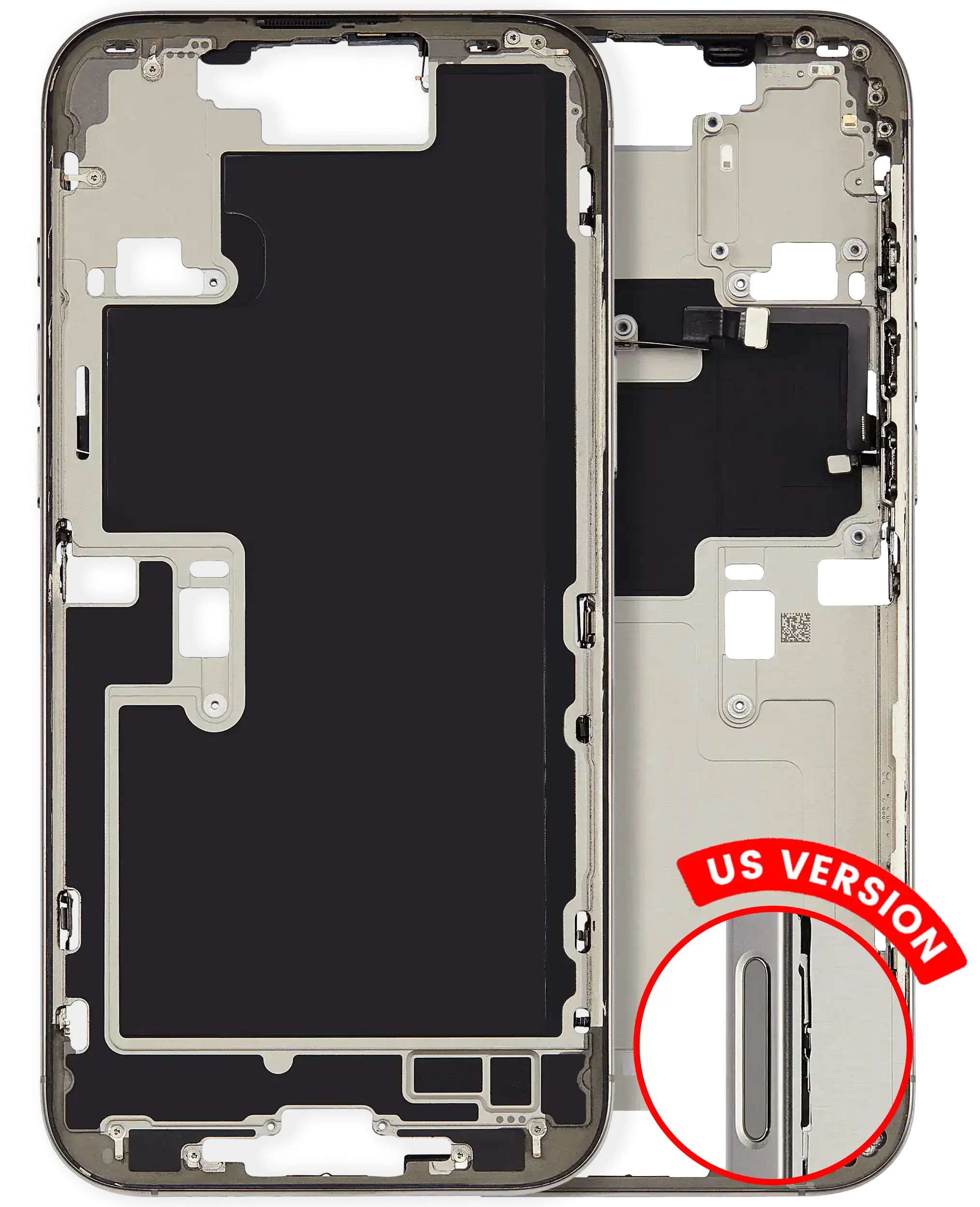 Midframe/Frame with Small Parts for iPhone 16 Pro Max (US Version) (Used OEM Pull, Quality A) (Natural Titanium)