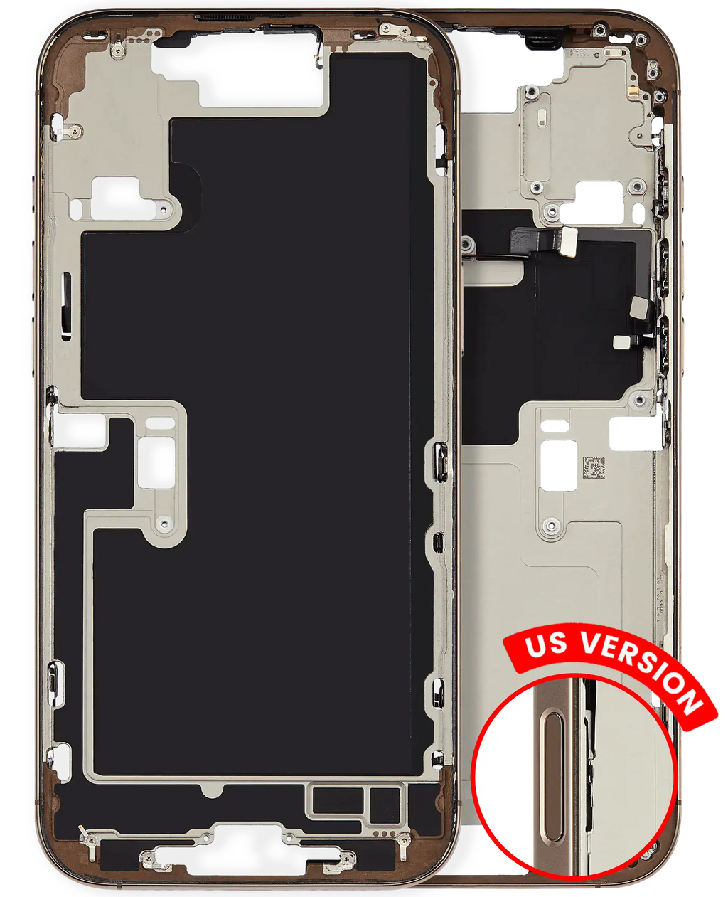 Midframe/Frame with Small Parts for iPhone 16 Pro Max (US Version) (Used OEM Pull, Quality A) (Desert Titanium)