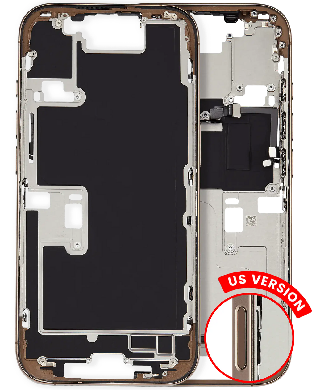 Midframe/Frame with Small Parts for iPhone 16 Pro (US Version) – Desert Titanium – Used OEM Pull, Quality A