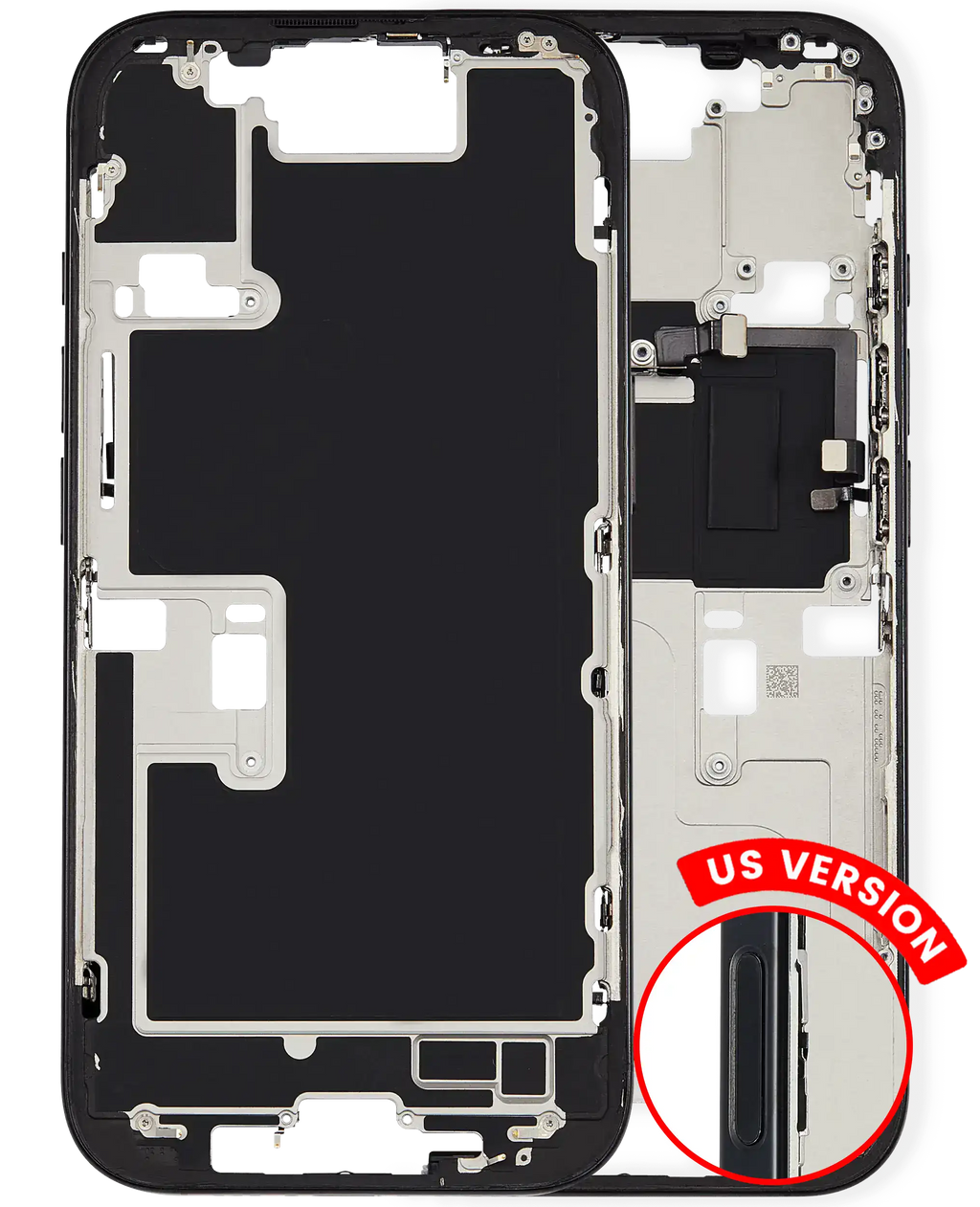 Midframe/Frame with Small Parts for iPhone 16 Pro (US Version) – Used OEM Pull, Grade A – Black Titanium