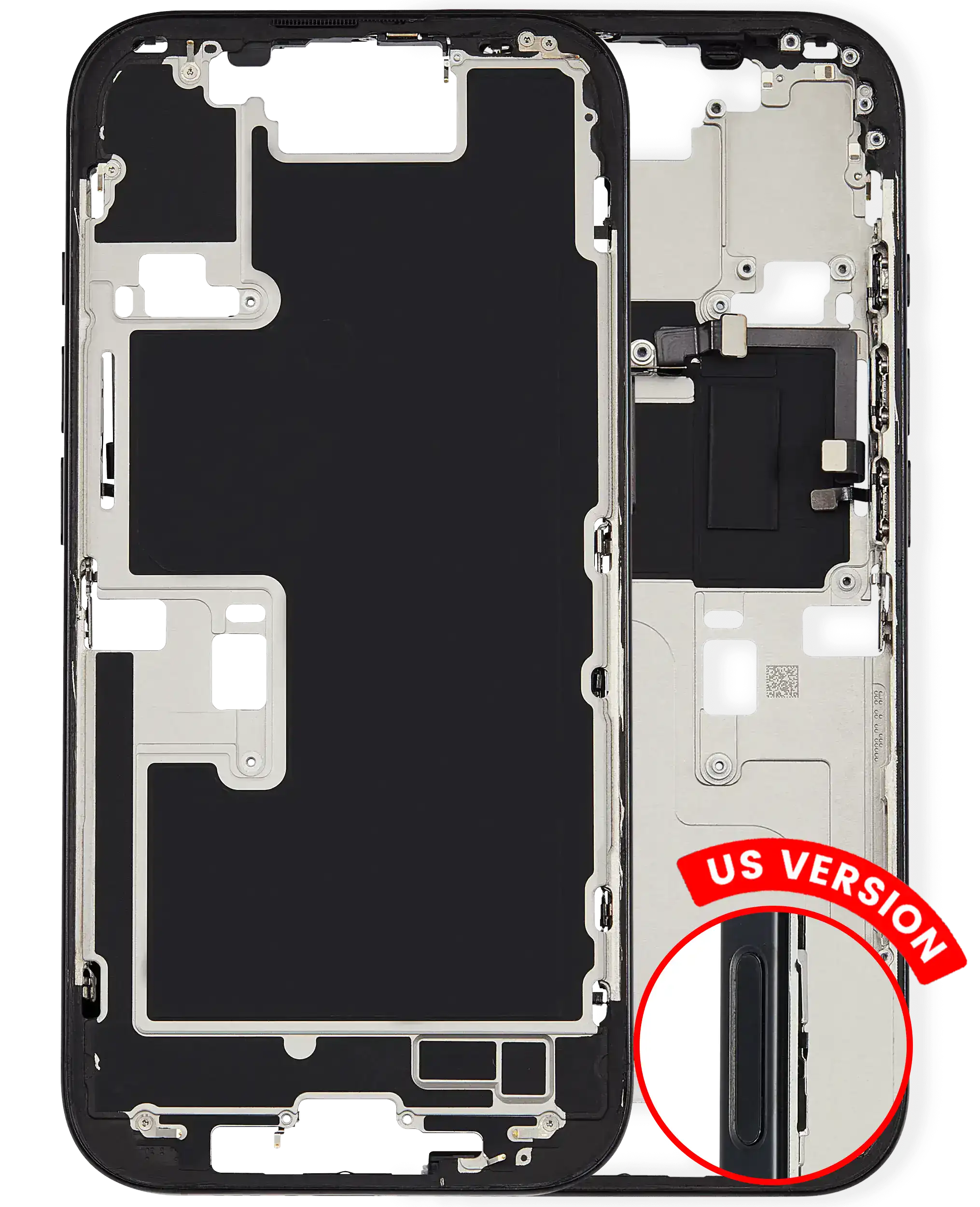 Midframe/Frame with Small Parts for iPhone 16 Pro (US Version) – Used OEM Pull, Grade A – Black Titanium