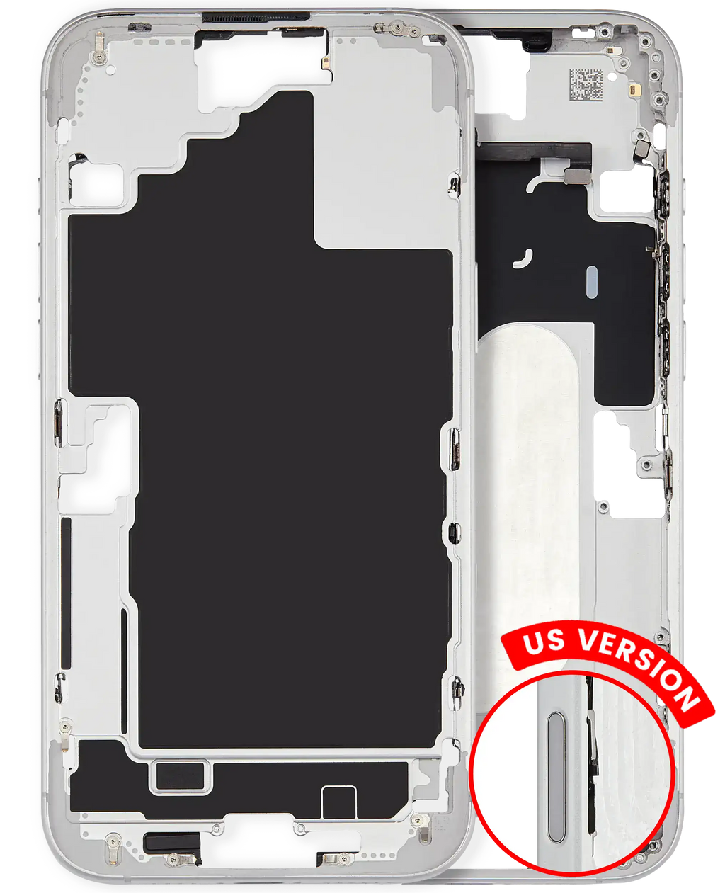 Midframe/Frame with Small Parts for iPhone 16 Plus (US Version) (Used OEM Pull, Quality A) (White)
