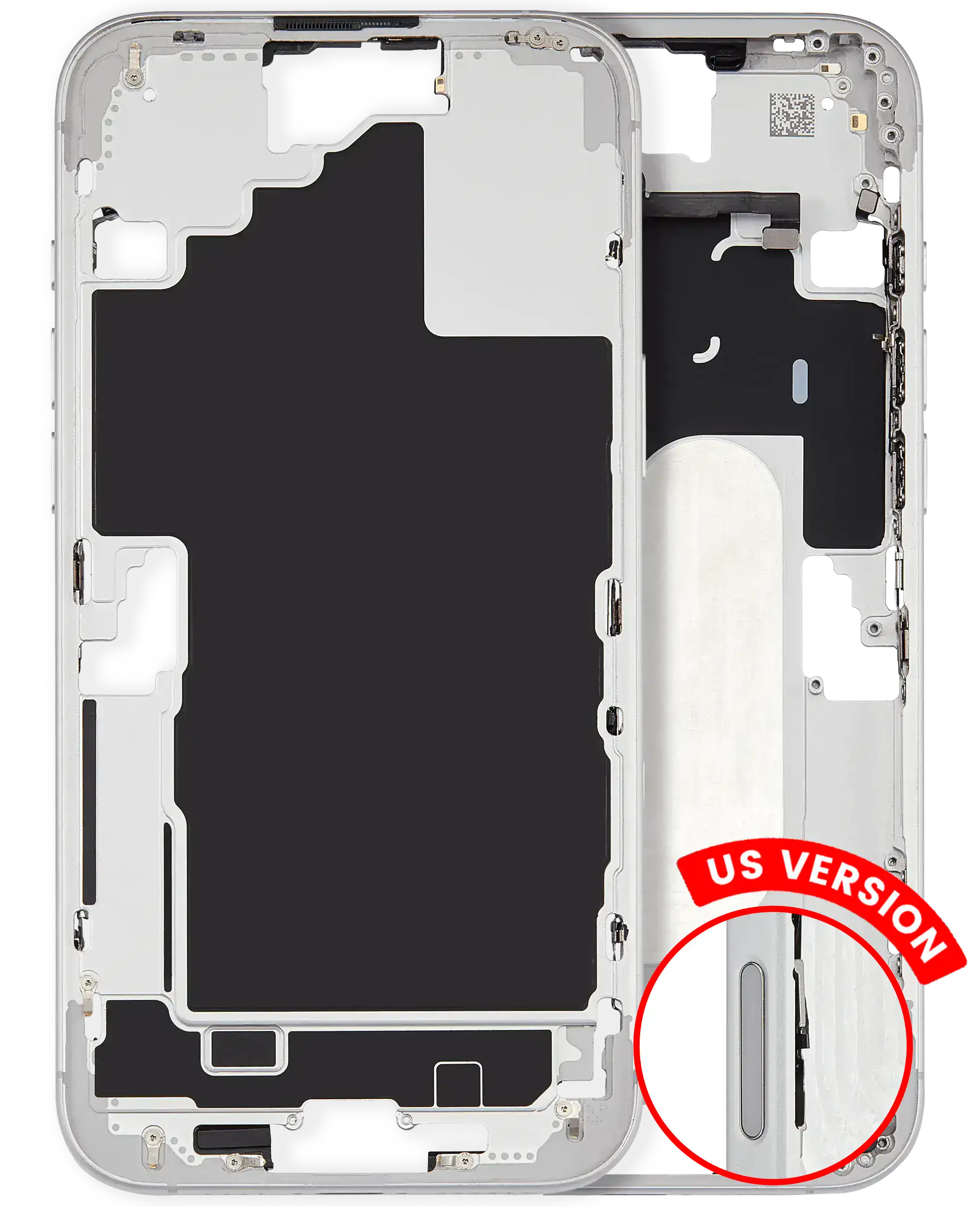 Midframe/Frame with Small Parts for iPhone 16 Plus (US Version) (Used OEM Pull, Quality A) (White)