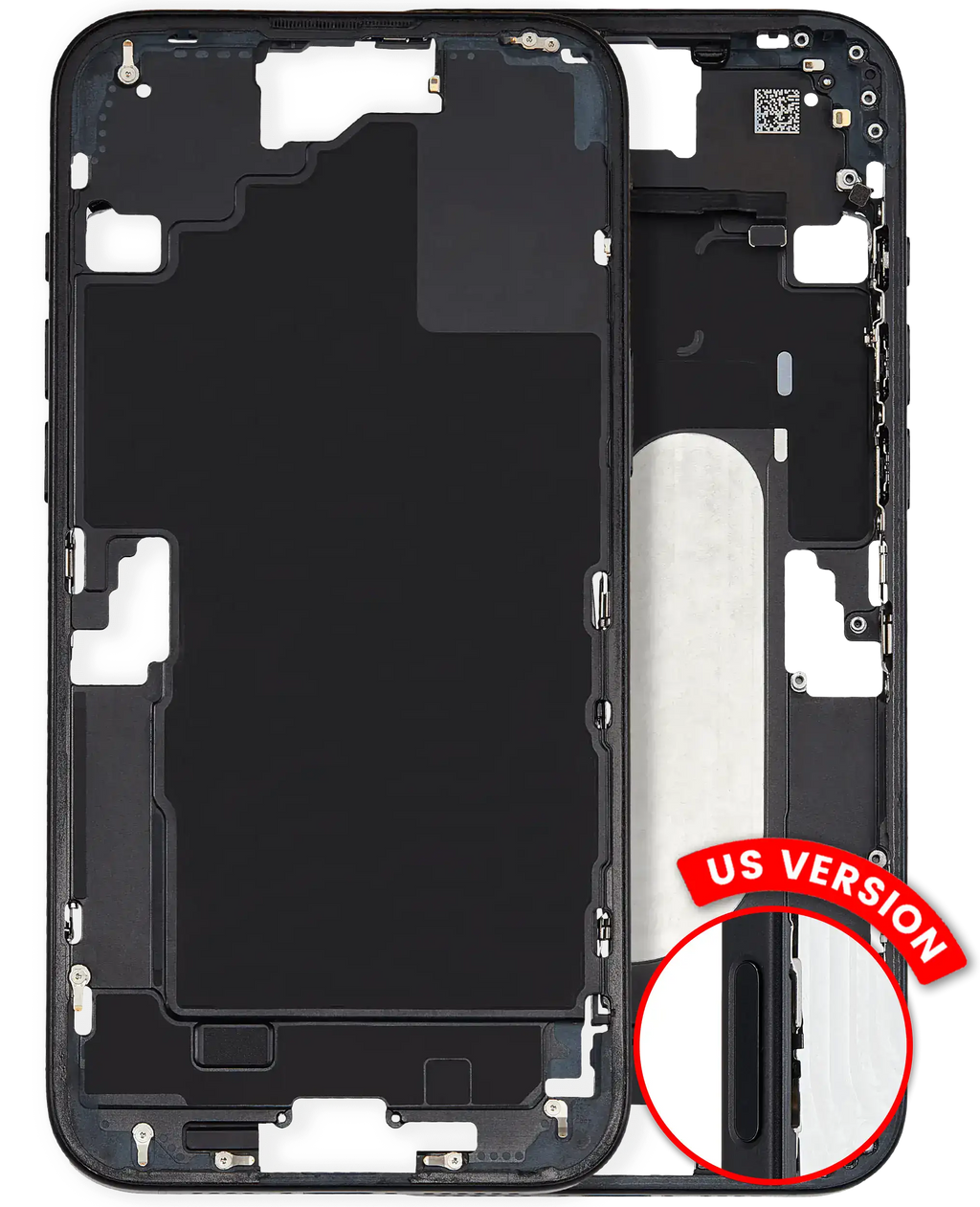 Midframe/Bezel with Small Parts for iPhone 16 Plus (US Version) (Used OEM Pull, Grade A) (Black)