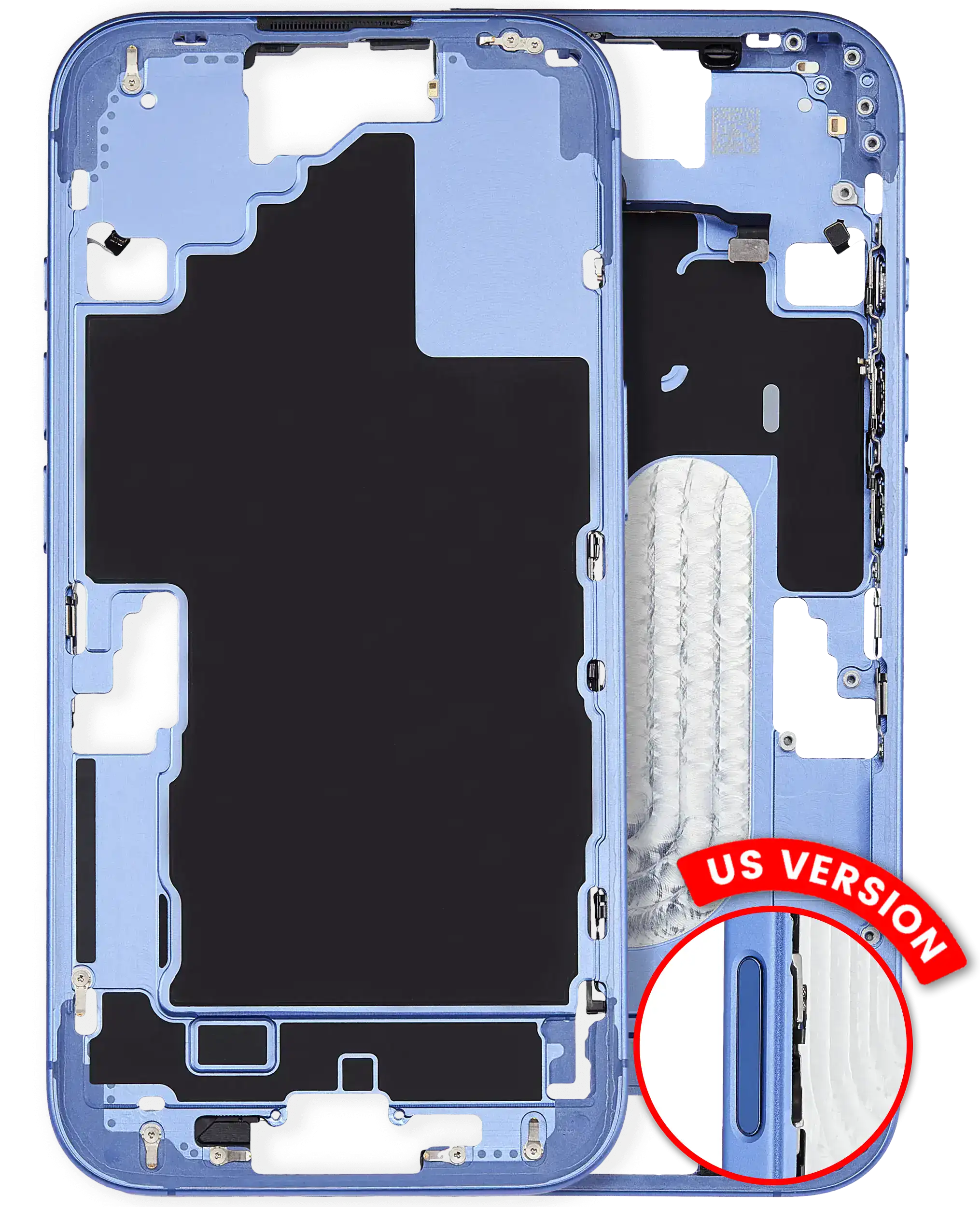 Midframe/Rahmen mit Kleinteilen für iPhone 16 US Ultramarin OEM Ausbau A